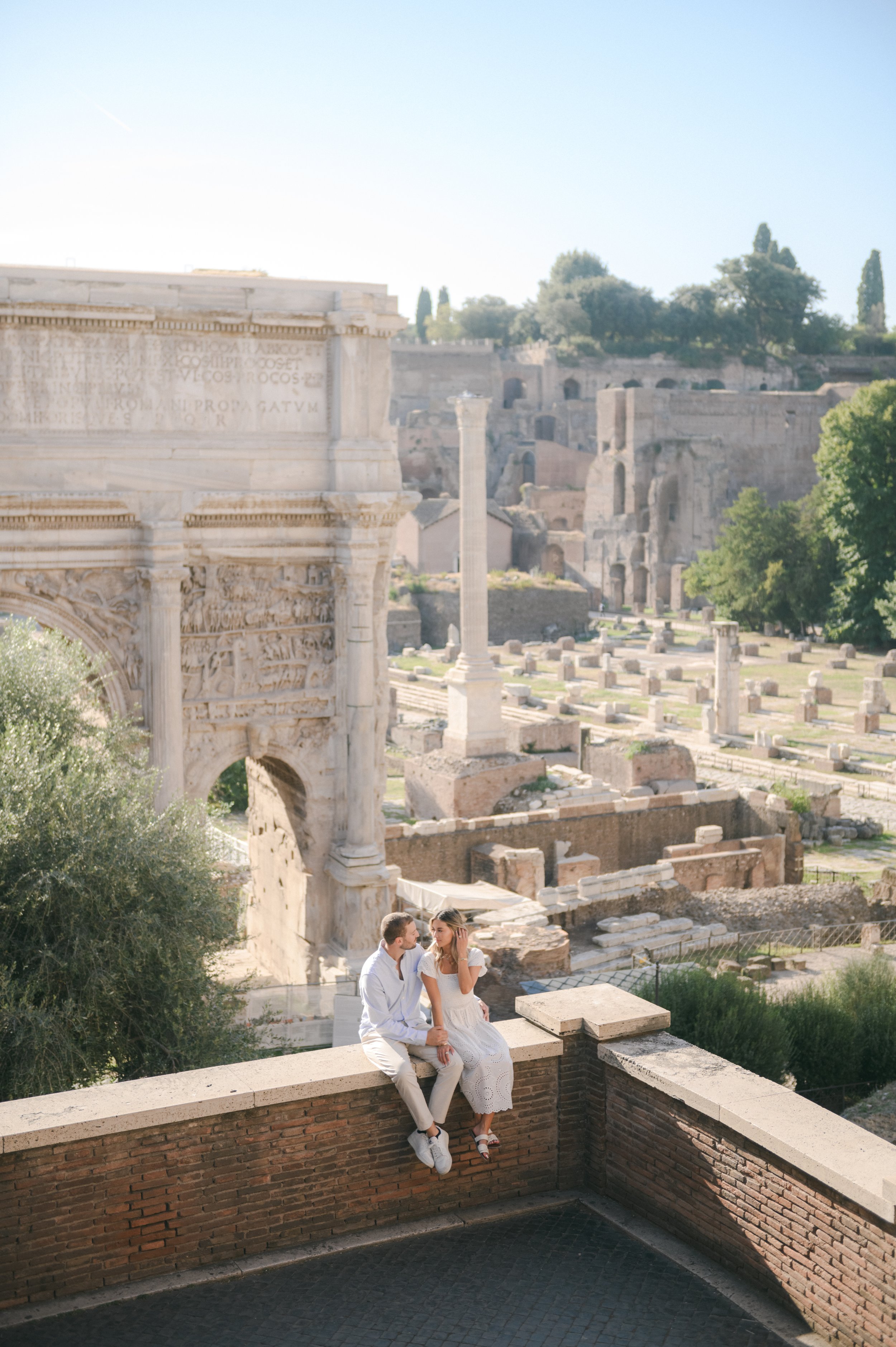 Romantic couple photoshoot at Roman Forum in Rome