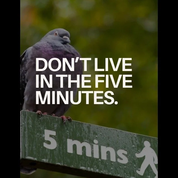 Don&rsquo;t Live In The Five Minutes! 

At the airport this week &mdash; we boarded at 10:30pm.
Two zones got on&hellip; then everything stopped.
Pilots were pulled to another flight. 2-3 hour delay, they predicted. Everyone deplaned.

In THAT tiny w