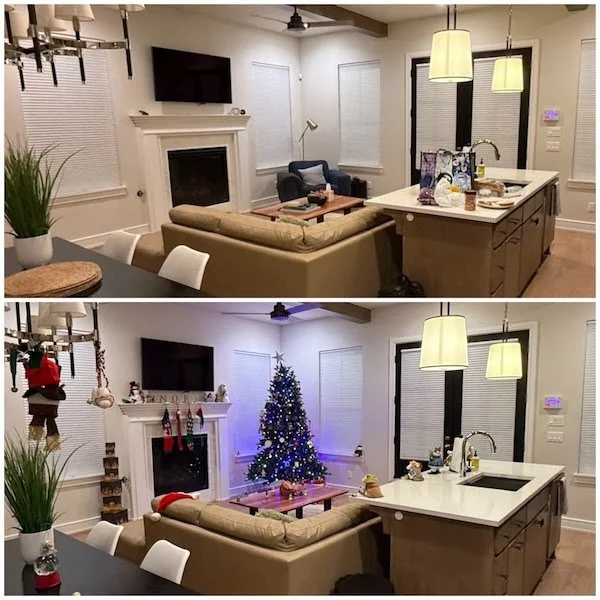 Intentional Space Creation
We did it! Another fabulous Christmas season is in the books.

One of the experiences I had was transforming an empty Airbnb into a Christmas home. In just a couple of hours, it changed from a blank canvas to a festive, war