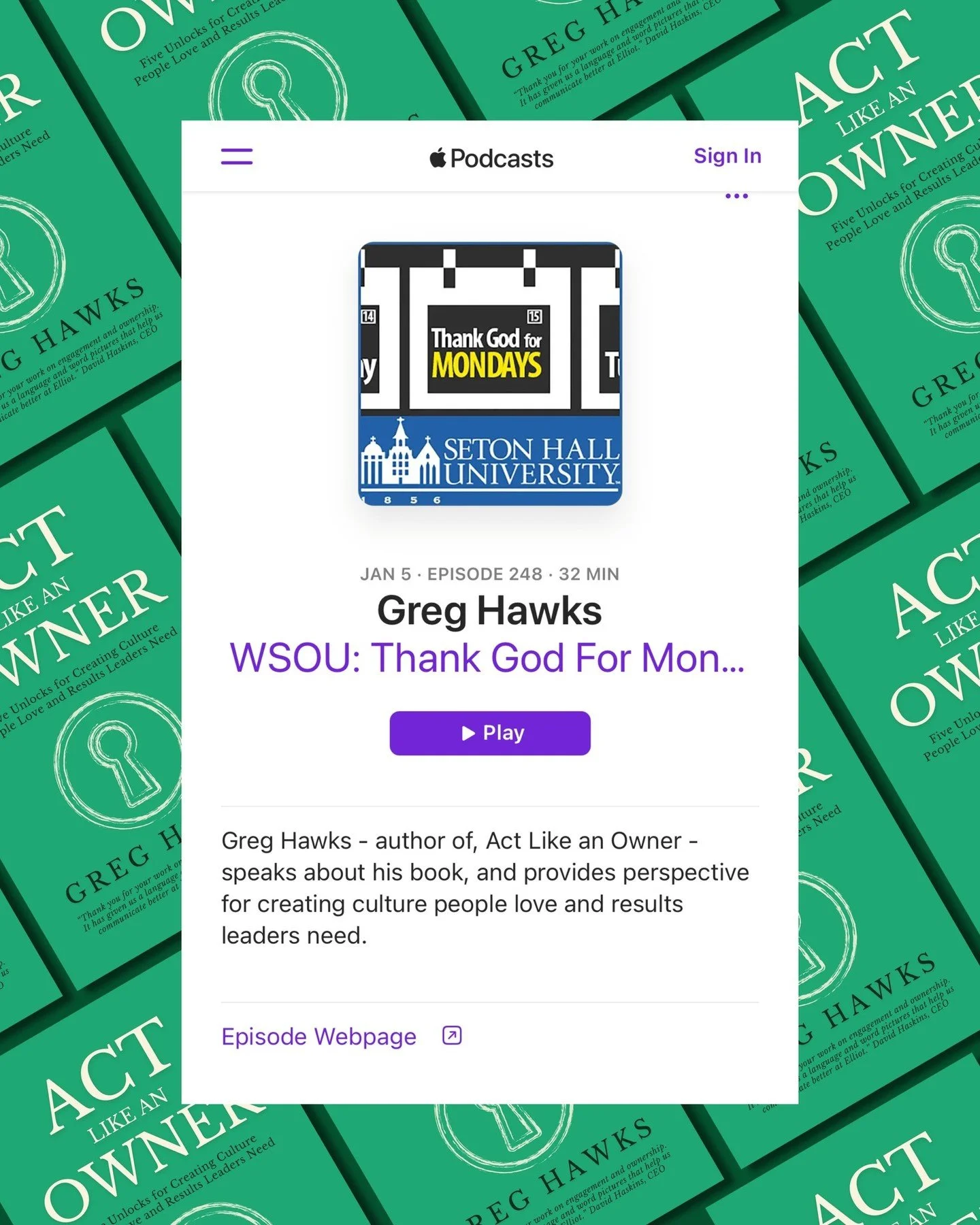 I was recently a live guest on Thank God For Monday, a weekly workplace talk show on WSOU 89.5 FM (Seton Hall Pirate Radio), as well on apple and spotify.

During the episode, we talked about my book Act Like an Owner and what it really means to take