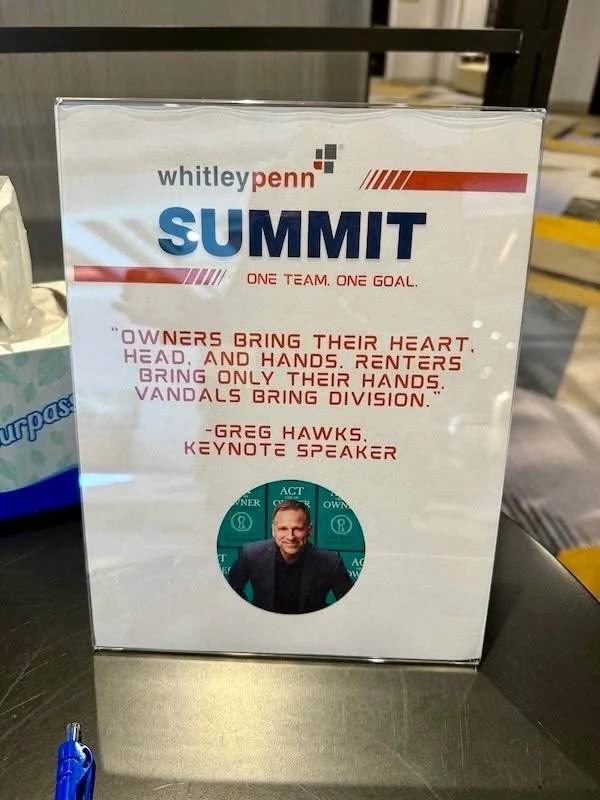 Walked into the Whitley Penn Summit and found my words on the tables! ☺️ The team didn't just book a keynote. They built the message into the experience. Those quote cards were placed throughout the room before I ever stepped on stage. This is a cult