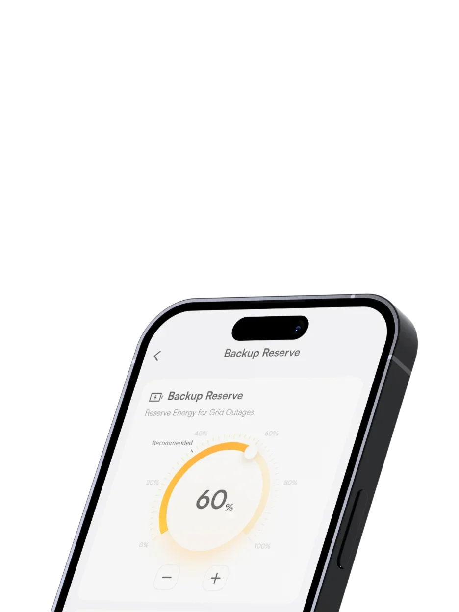 Screenshot der Backup-Reserve-Einstellung in der myLumenHaus App von homesun solar