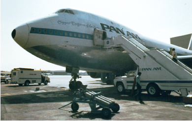 The front steps (afterwards) - first and business class passengers boarded here, followed by two hijackers