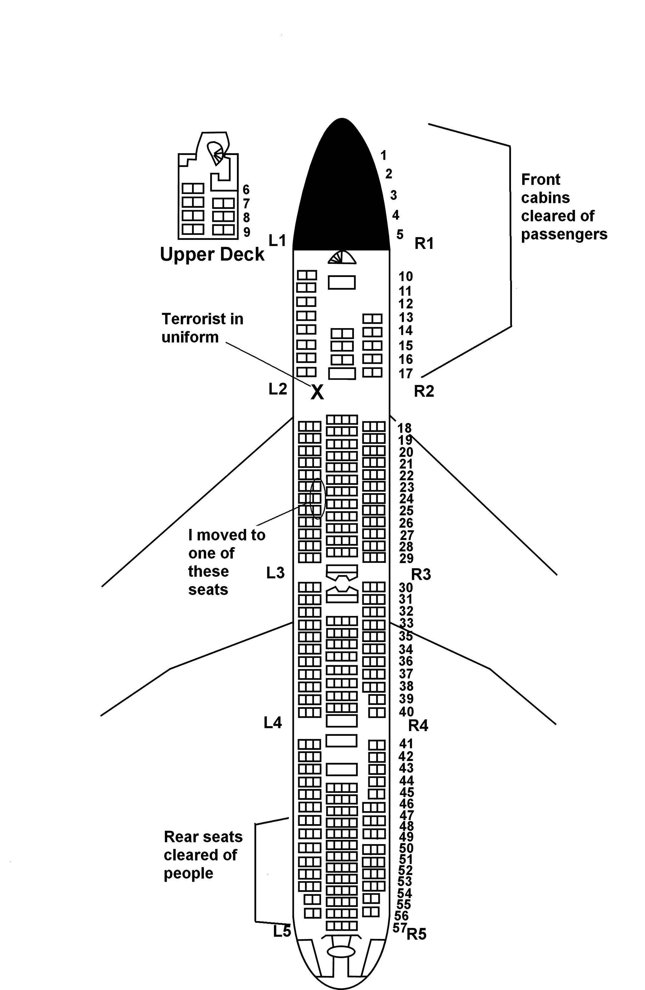 Plane layout showing the situation in the early part of the day