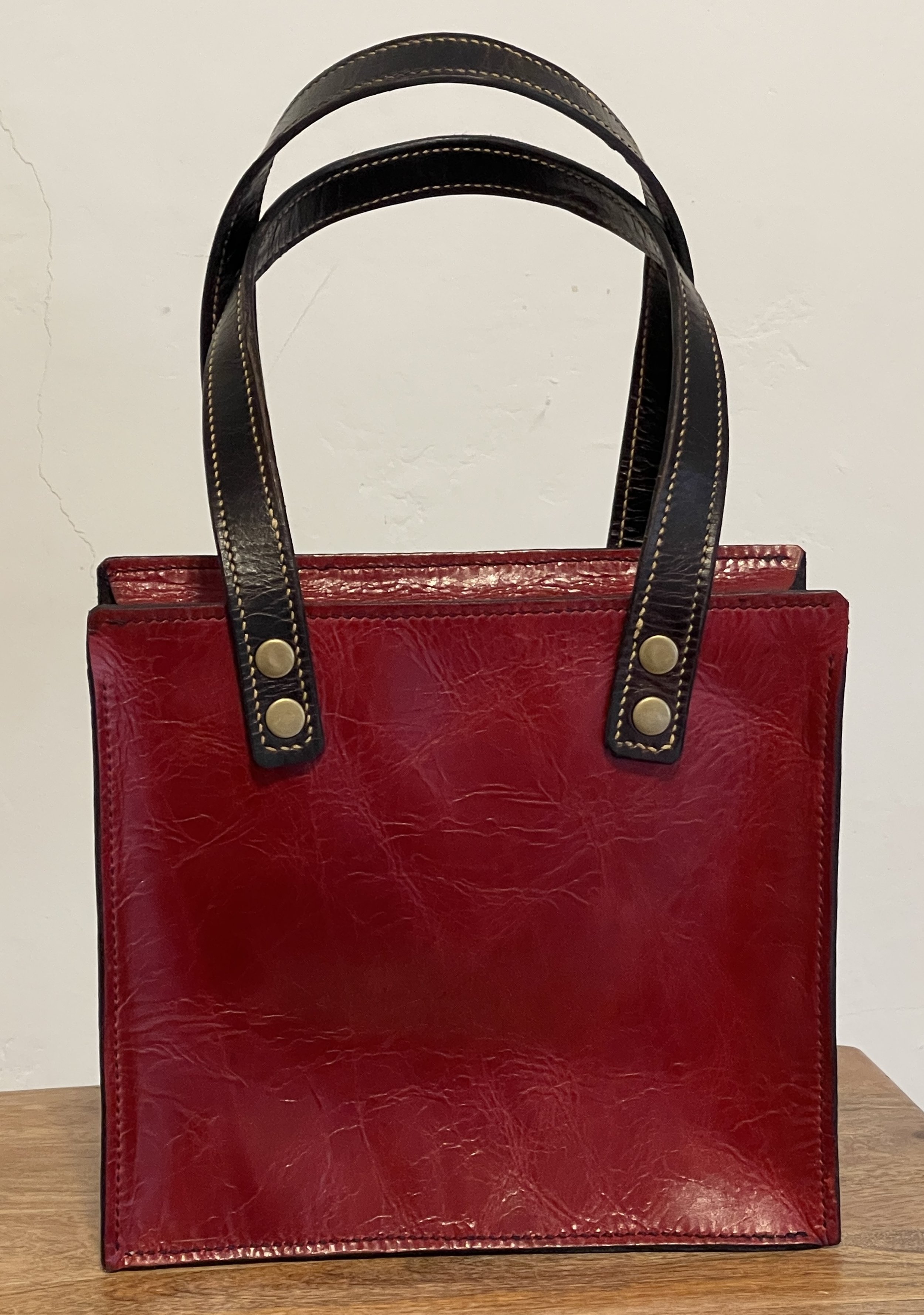Red Leather Handbag Handcrafted