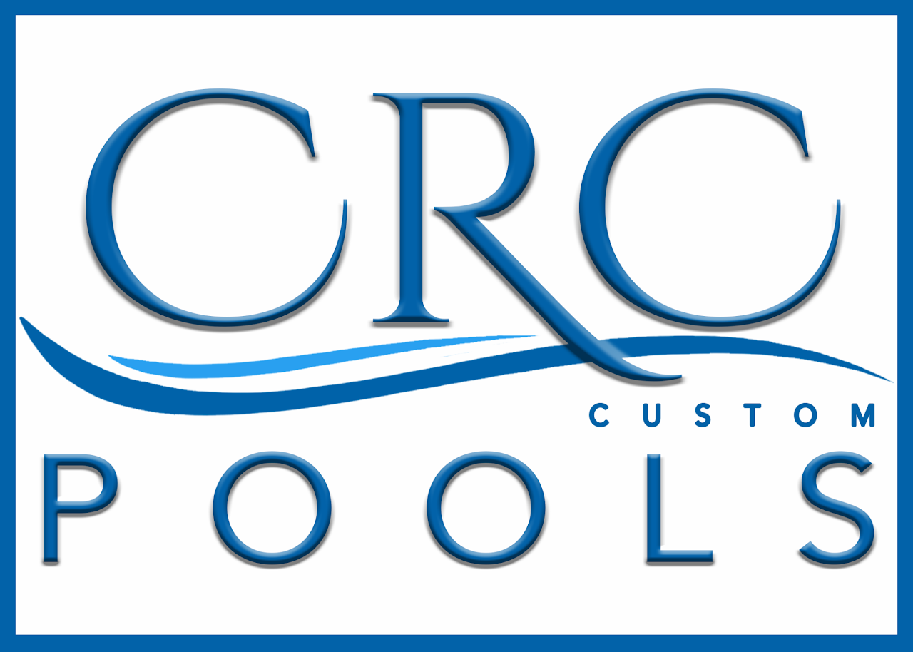 CRC Custom Pools logo with blue wave design