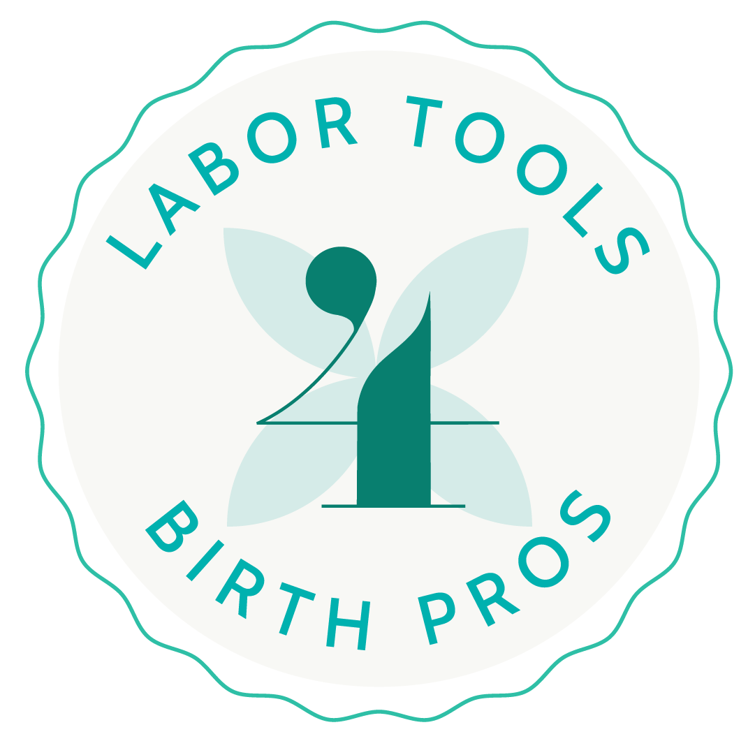 A circular logo with a beige background, a large teal number 1 at the center, surrounded by teal text that reads 'Labor Tolls' at the top and 'Birth Probs' at the bottom. Behind the number 1, there are faint teal leaves and a small teal circle.