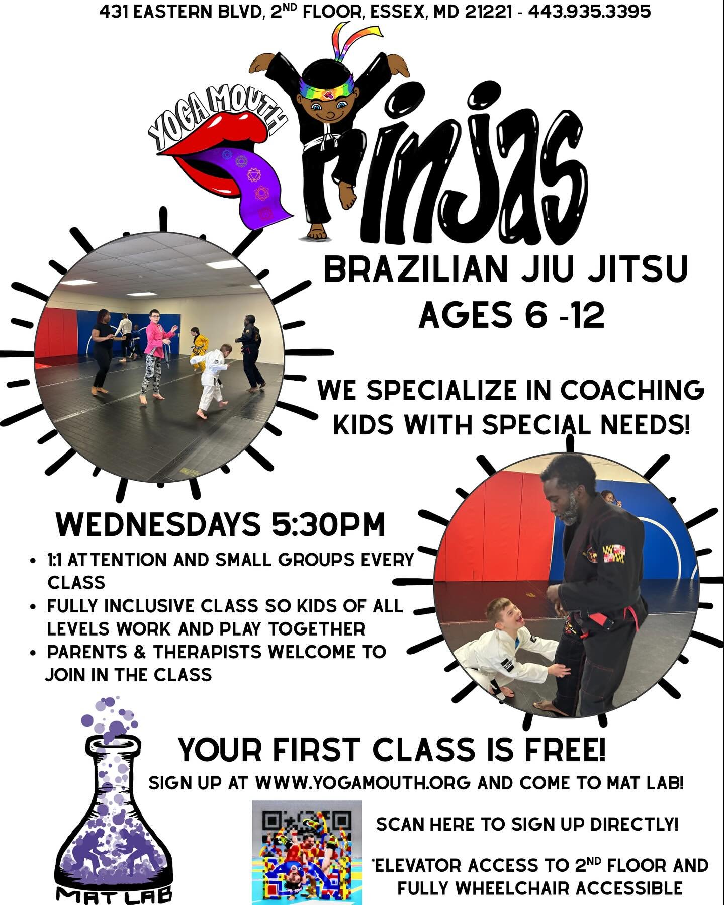 Self defense for kids is available for EVERY CHILD!

👉🏽Sign up for Wednesday Judo and Yinjas BJJ Games tonight at www.yogamouth.org 

✨If you have a child with special needs please read✨

Our kids with special needs are often invisible to coaches a