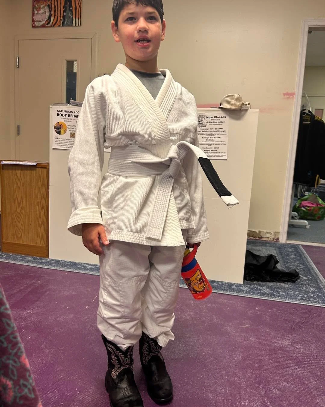 See you tomorrow Yoga Mouth! 
🤩Ashton showed up for BJJ Games class in style tonight. 
🌈And a rainbow arrived in time to bring us all back home. 

Studios and mats are open to everyone. $50 a month gets you every class on the schedule. Self defense