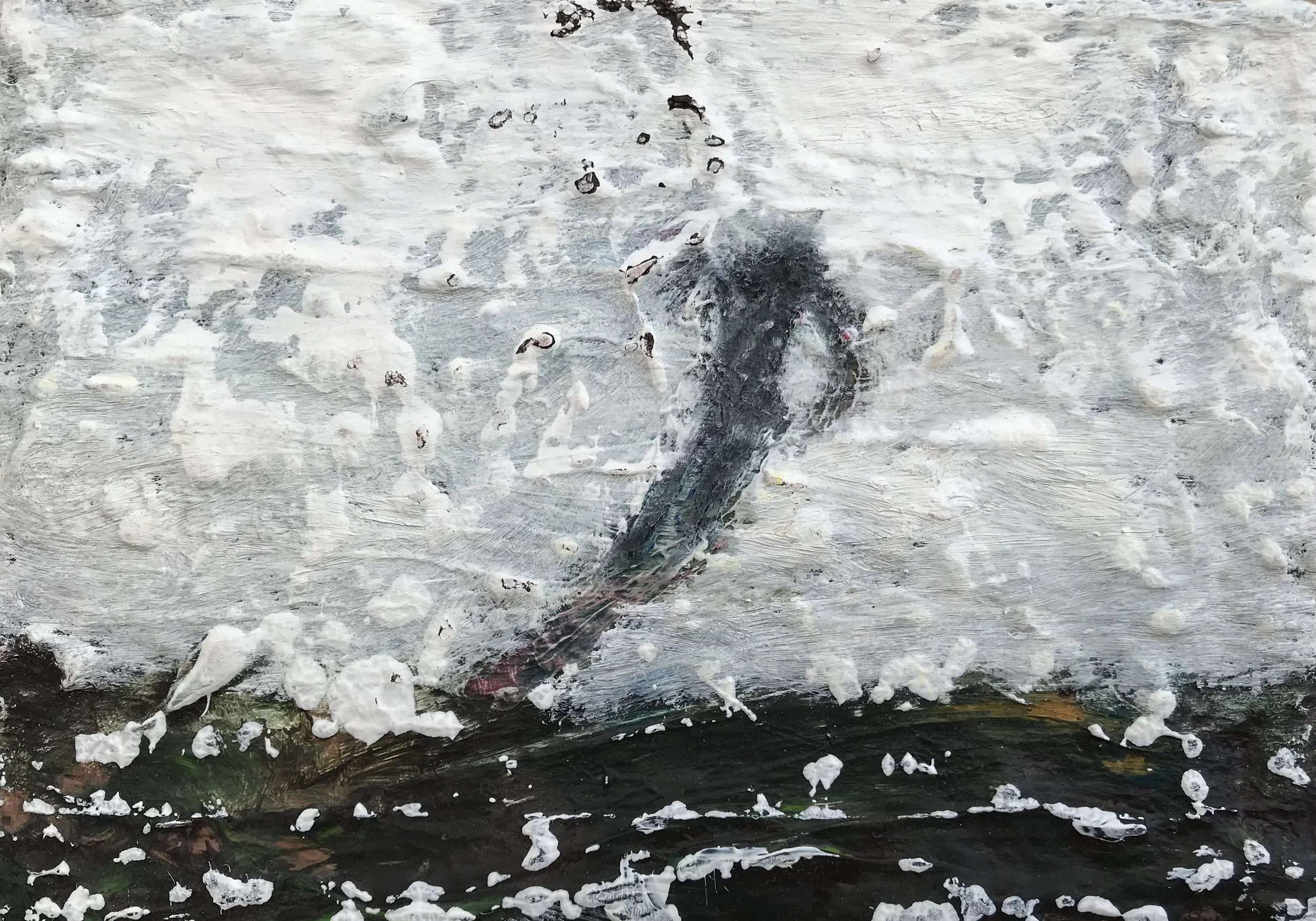 Remmende voorsprong / Disadvantage of being ahead, 2025;
acrylics on paper, 14,8 x 10,3 cm / 37,2  x 26,2 inches