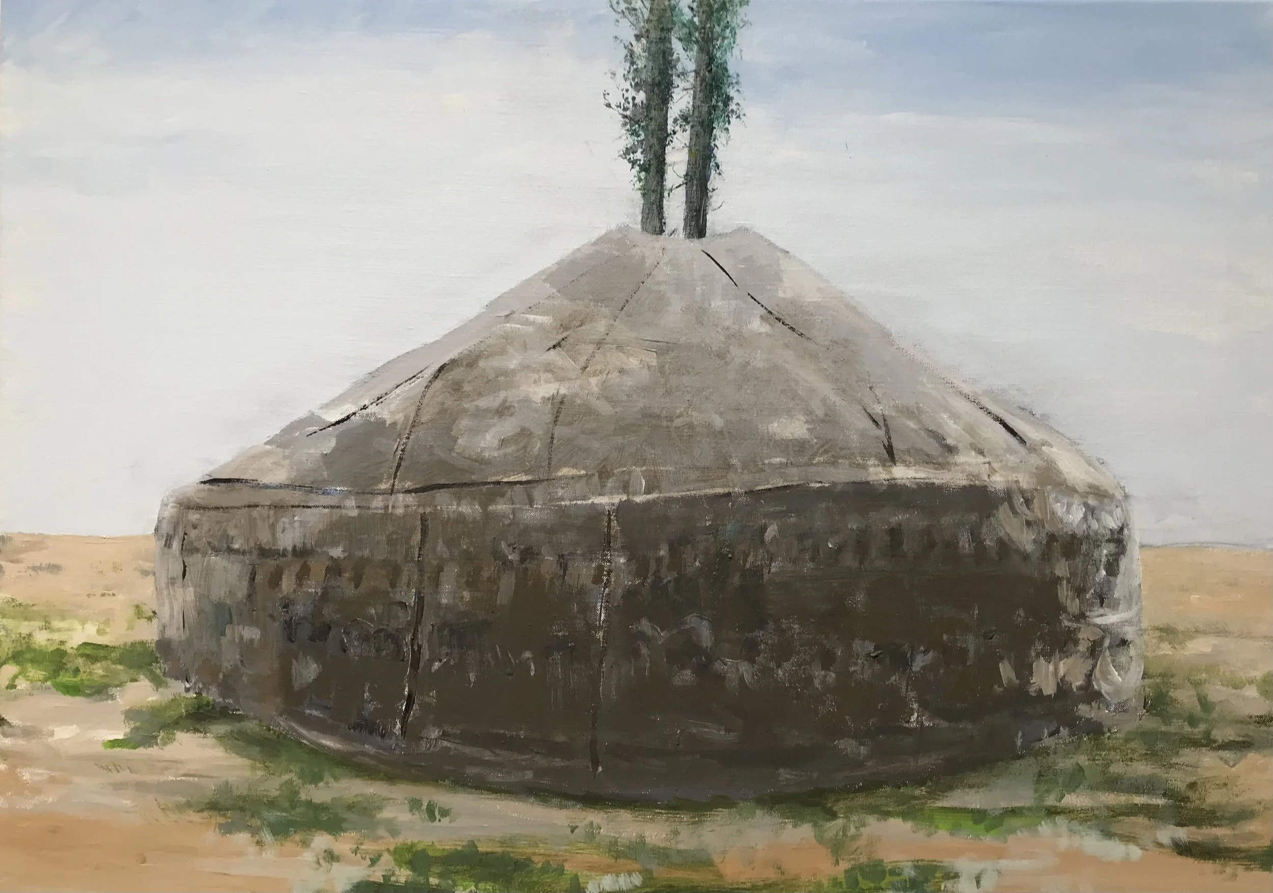 Innemende gedachten / Endearing thoughts, 2024;
acrylics on canvas, 70 x 50 x 3,5 cm / 35  x 20 x 1 inches