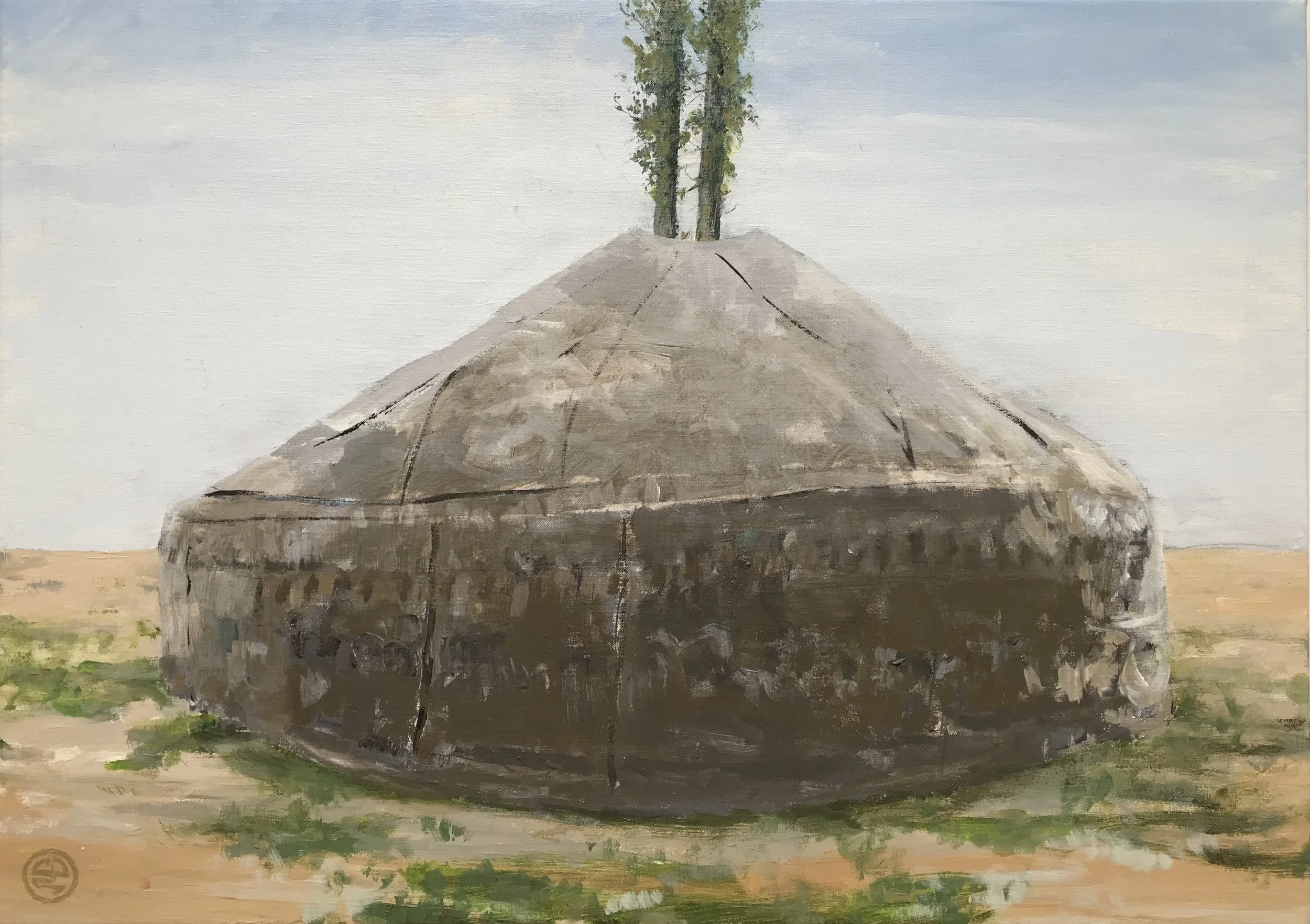 Innemende gedachten / Endearing thoughts, 2024;
acrylics on canvas, 70 x 50 x 3,5 cm / 35  x 20 x 1 inches