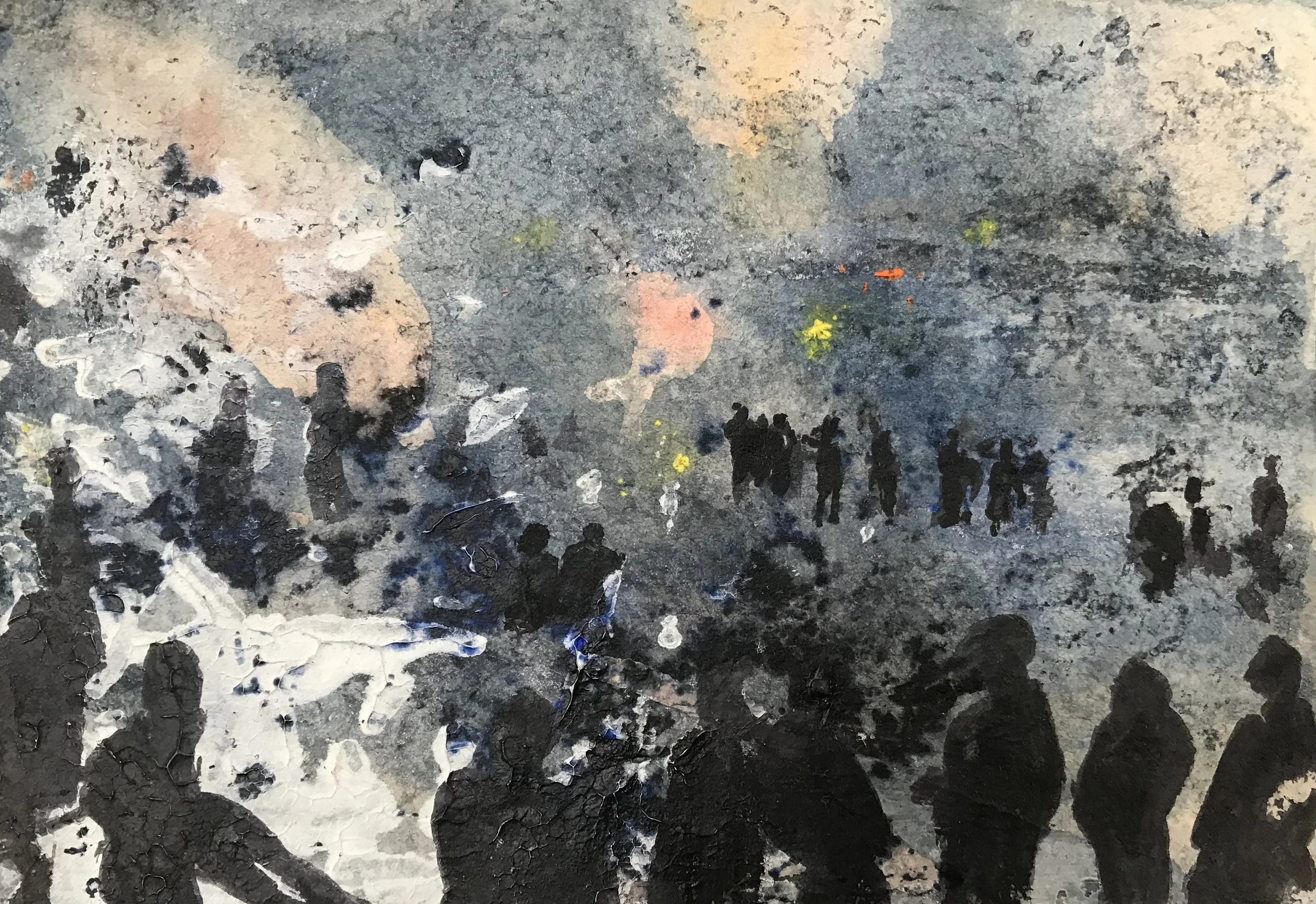 Alles om gelukkig te zijn / Everything to be happy, 2016;
aquarel on paper, 14,8 x 10,3 cm / 37,2  x 26,2 inches