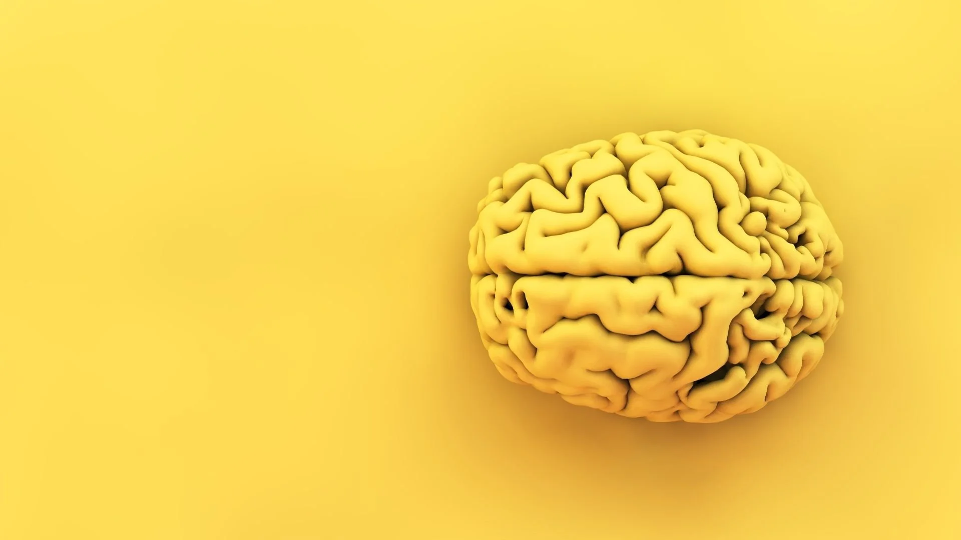 Cerebro color amarillo sobre fondo amarillo.