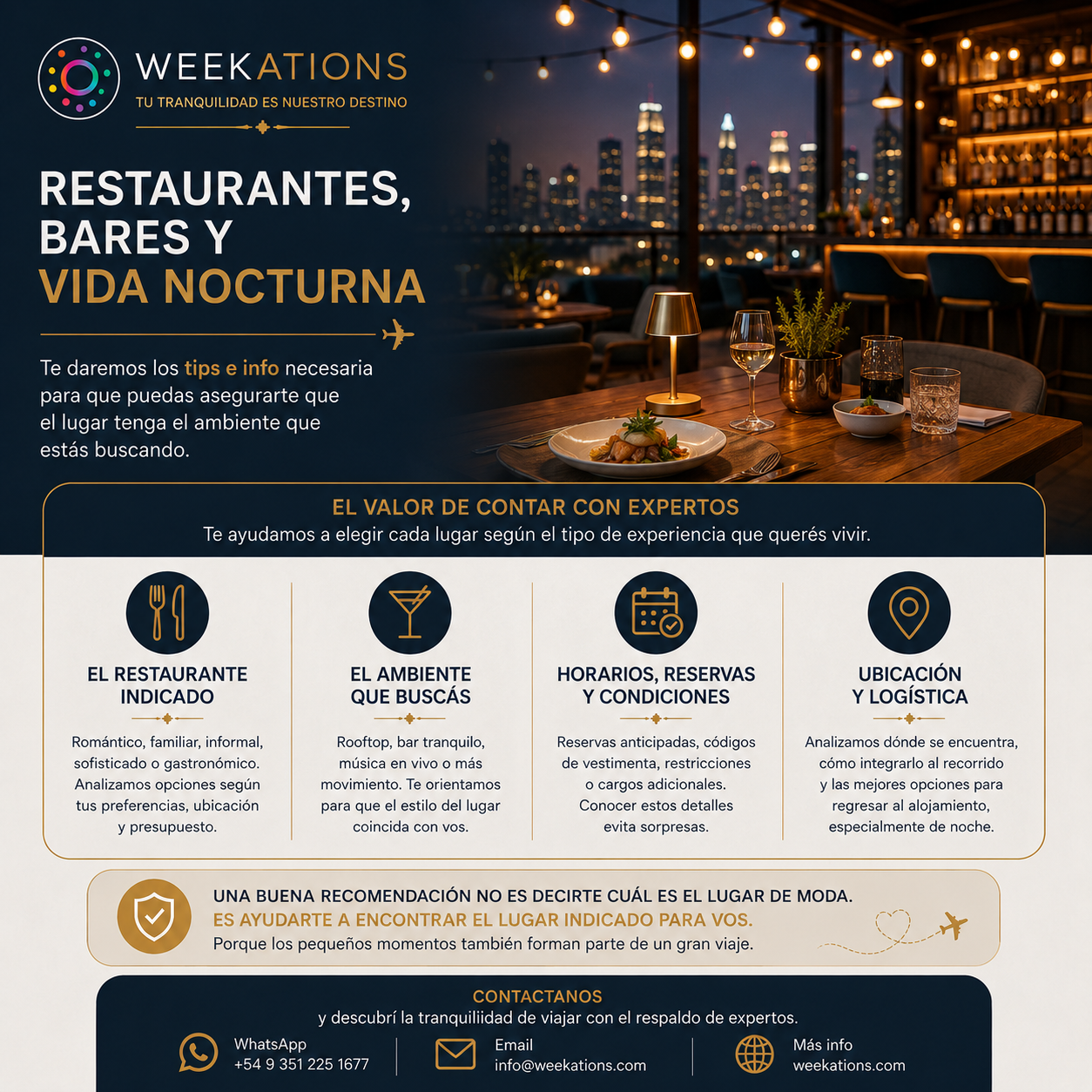 Restaurantes, bares y vida nocturna: el lugar indicado también forma parte del viaje