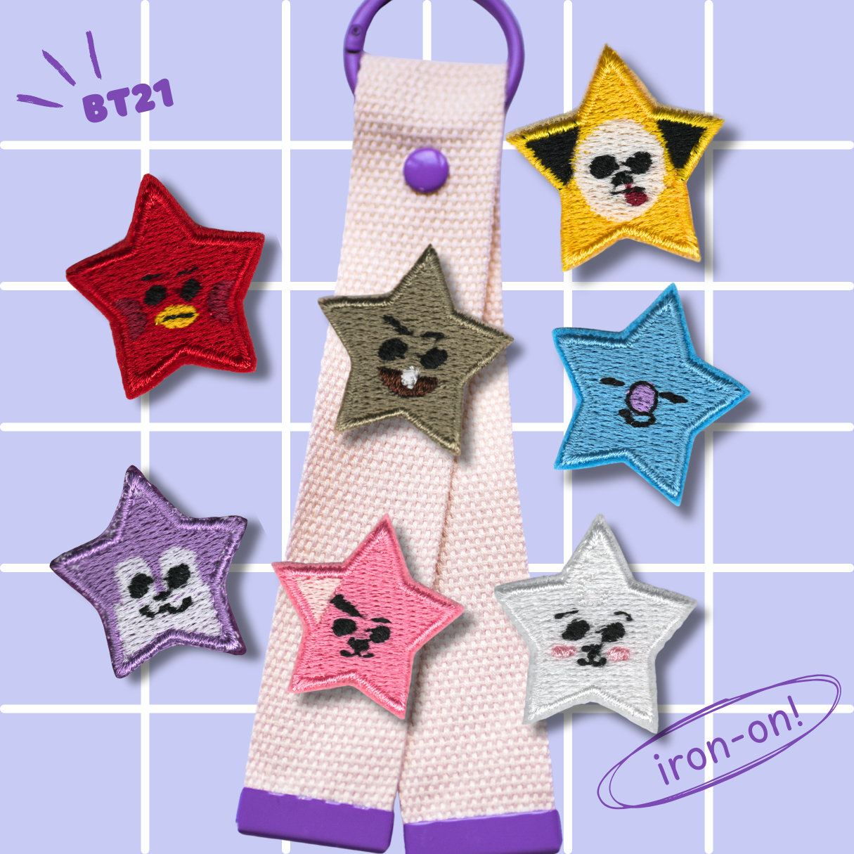 Iron-On Patches BT21 Star Mini Set