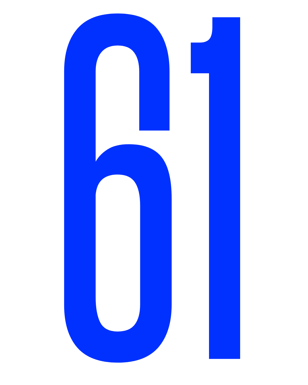 Blue number 31 on a black background.