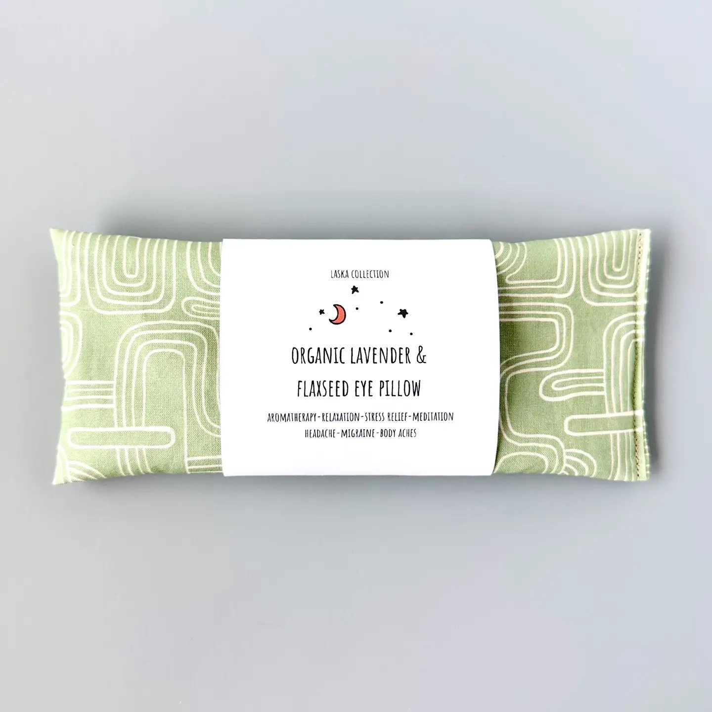 Eye Pillow - Abstract Lines On Sage Green .jpeg