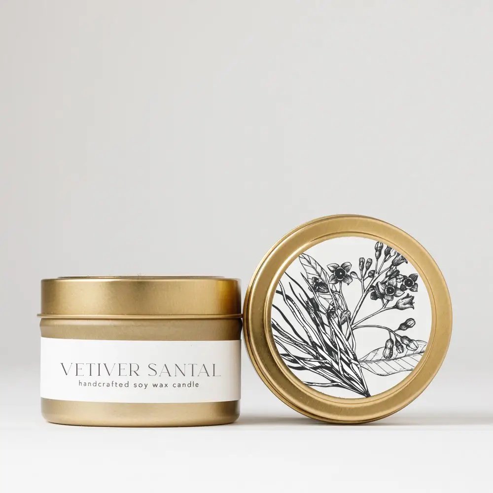Vetiver Santal Tin Soy Candle