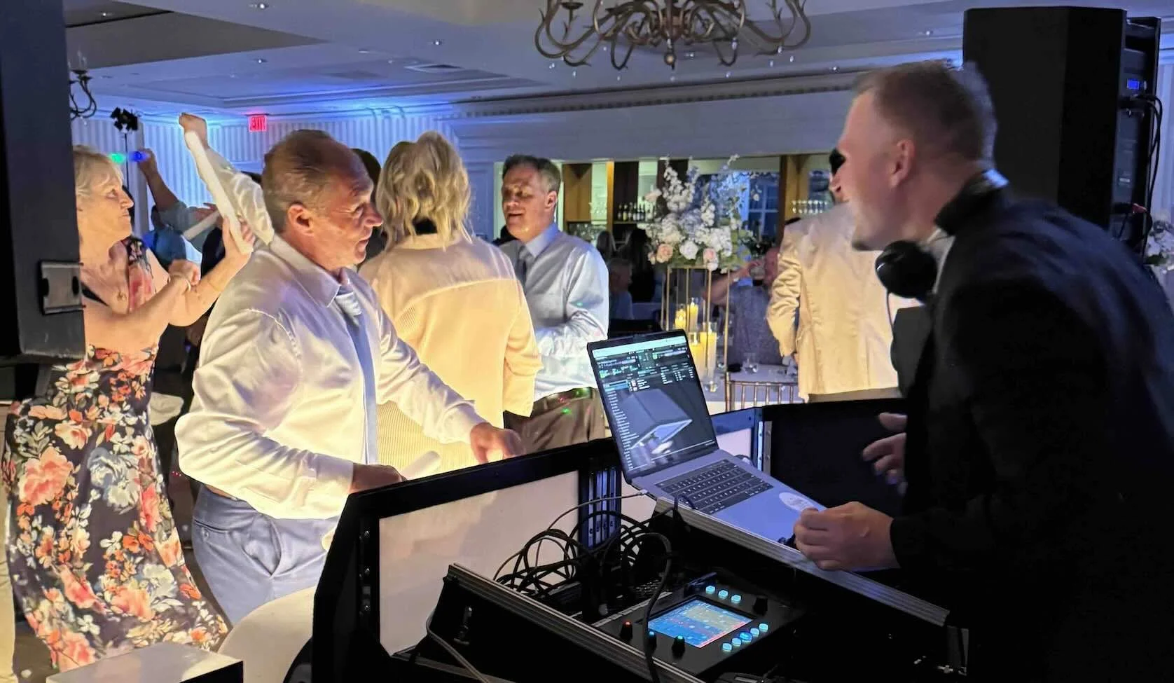 DJ interacting with party people