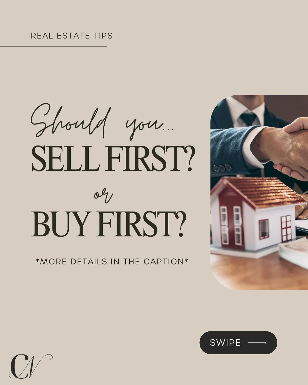 SELL first or BUY first? 🤔 Let&rsquo;s break it down!

🏠💸SELLING first means:
➢ Stronger financial position - You&rsquo;ll know exactly how much you can spend.&nbsp;
➢ More control over the sale of your home - No pressure to accept low offers.
➢ N