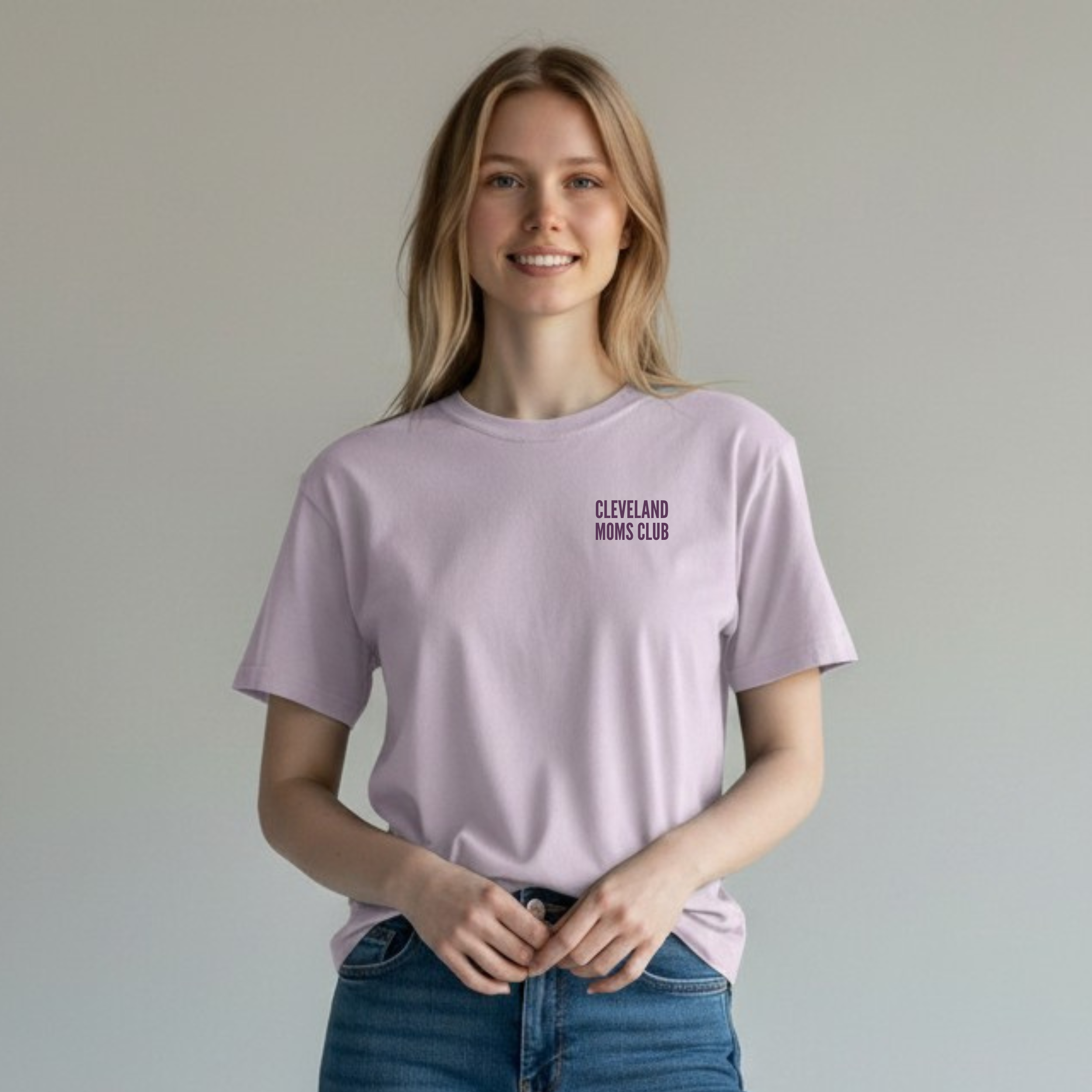 Cleveland Moms Club Tee Front Orchid Model.png