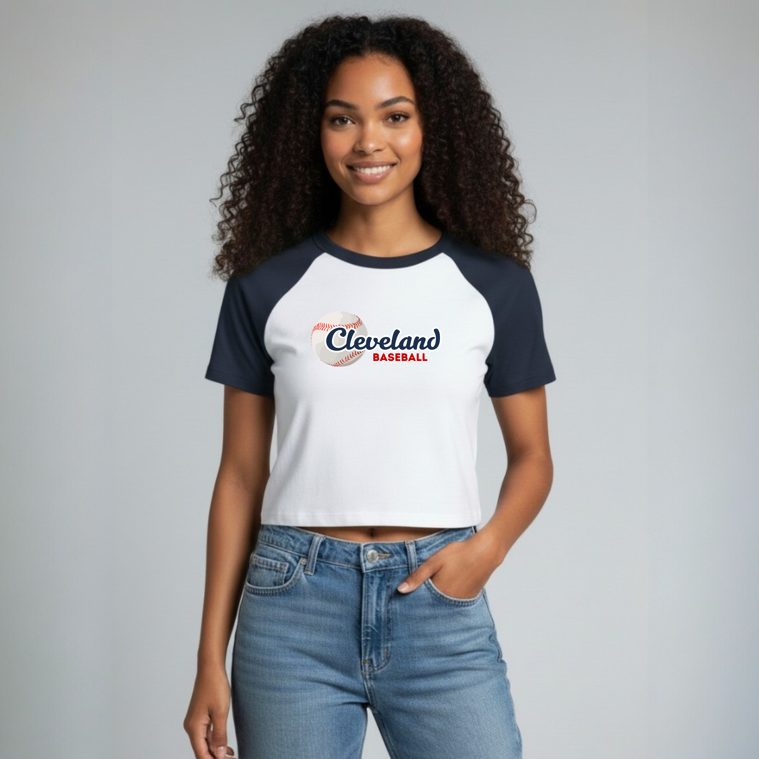 Women's Cleveland Baseball Crop Tee Model.png