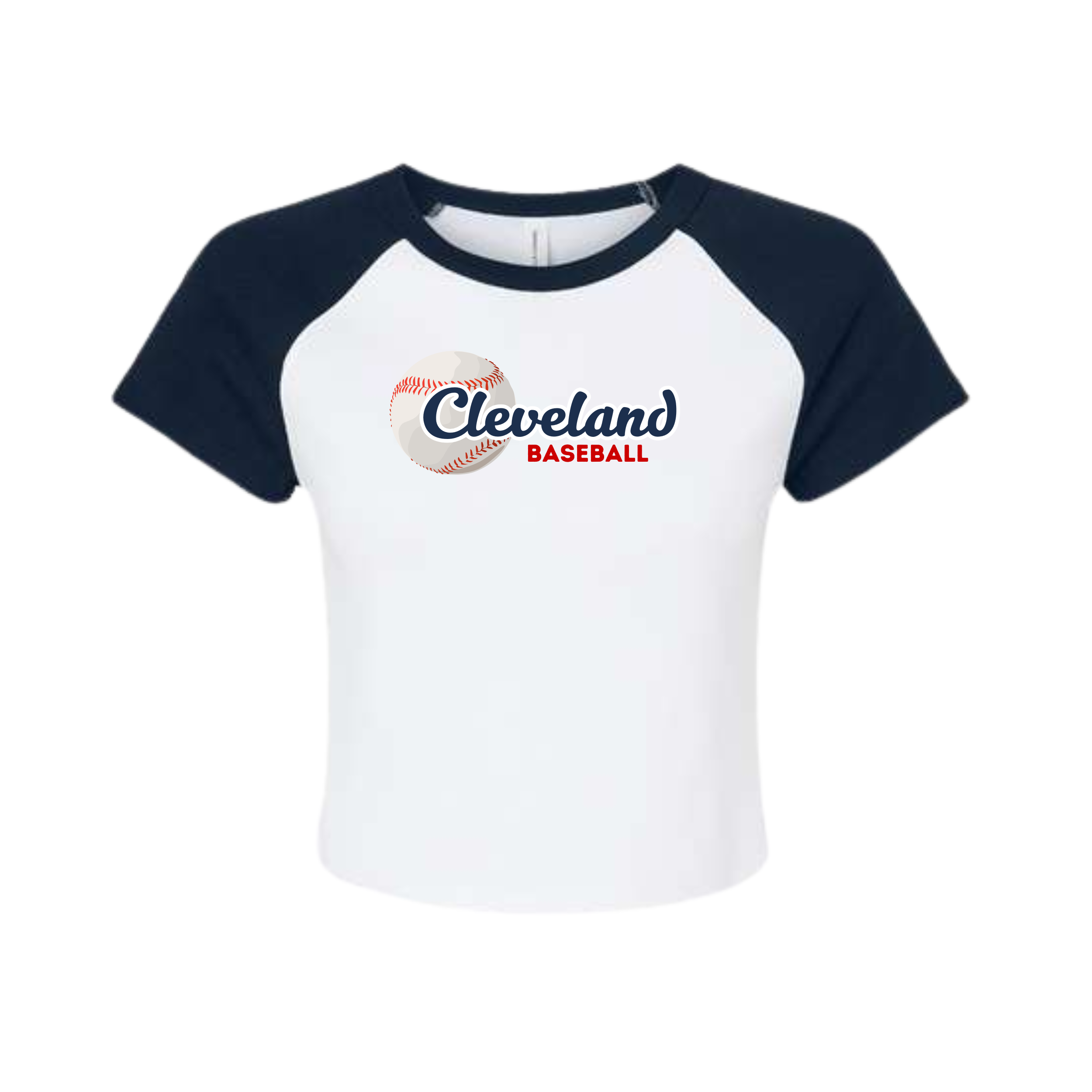 Women's Cleveland Baseball Crop Tee Front.png