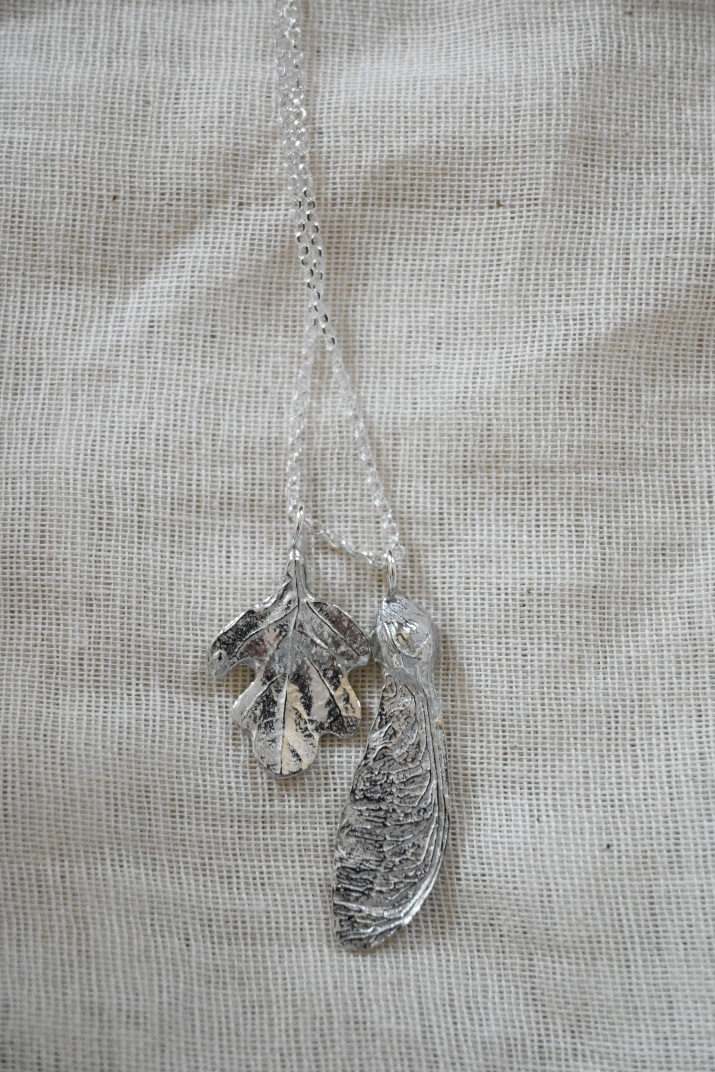 English Pewter Sycamore & Oak Leaf Necklace.jpg