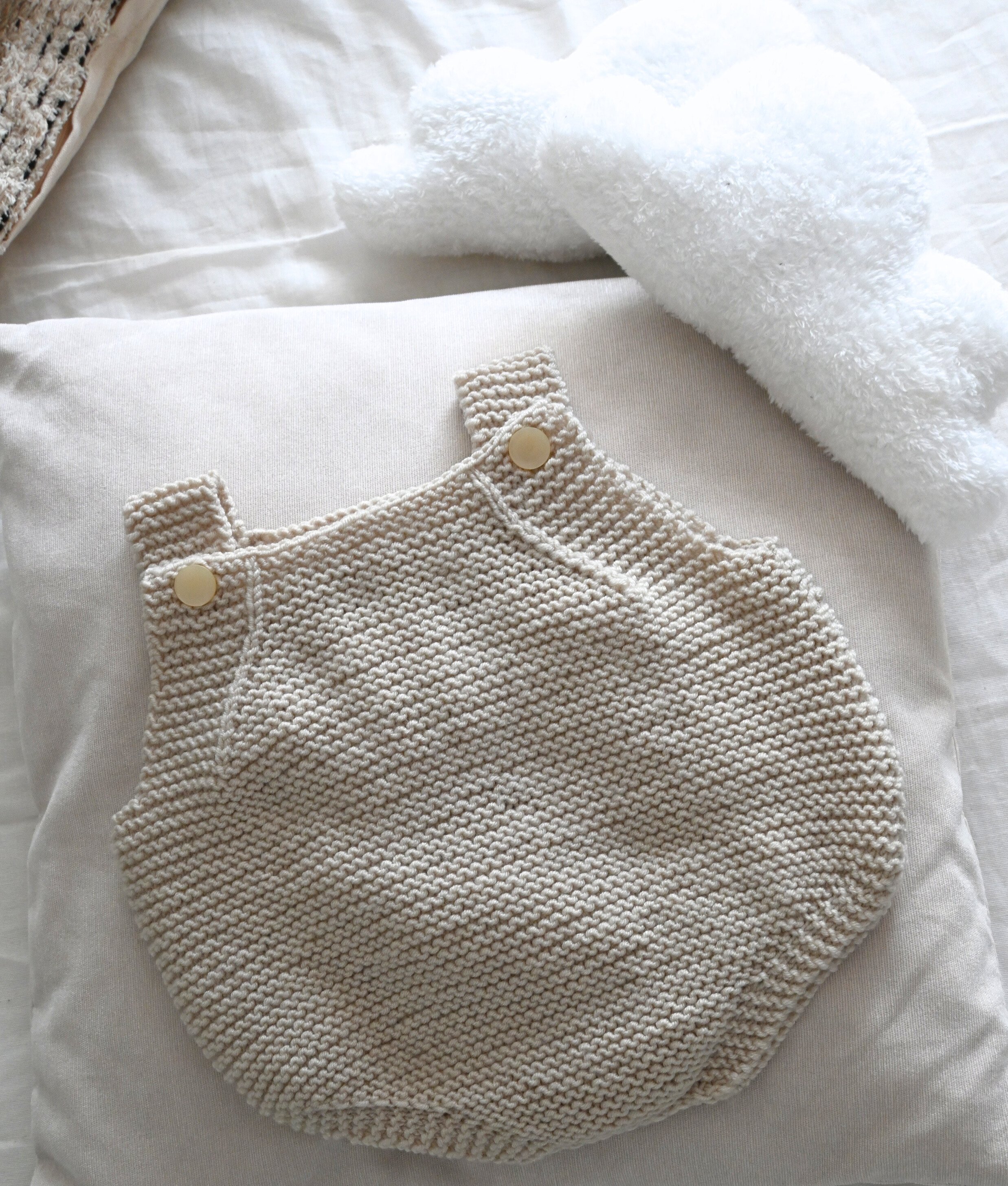 Hand Knitted Natural 3-6 Month Romper.jpg