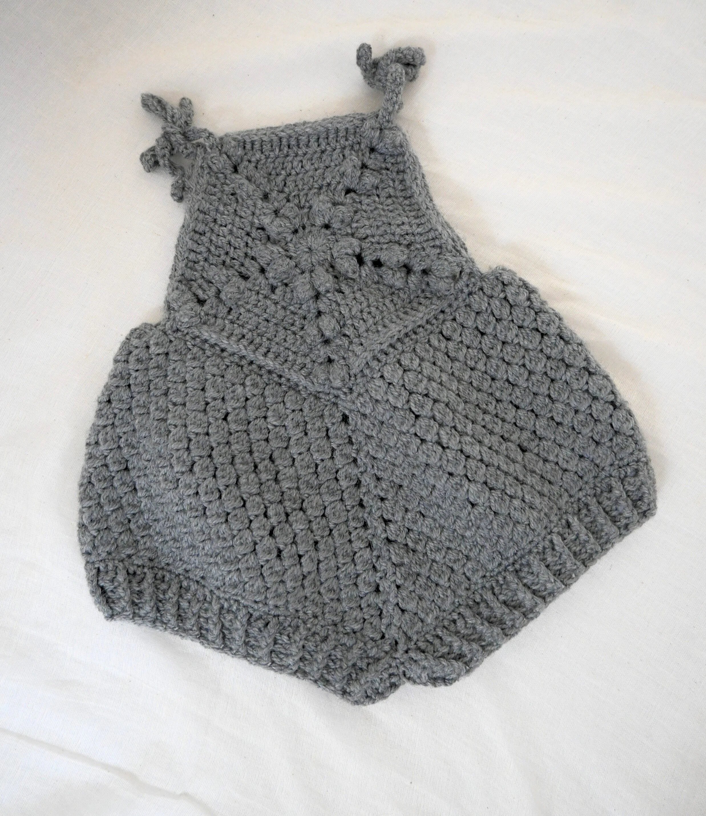 Hand Knitted Grey Bobble Romper 0-3m.jpg