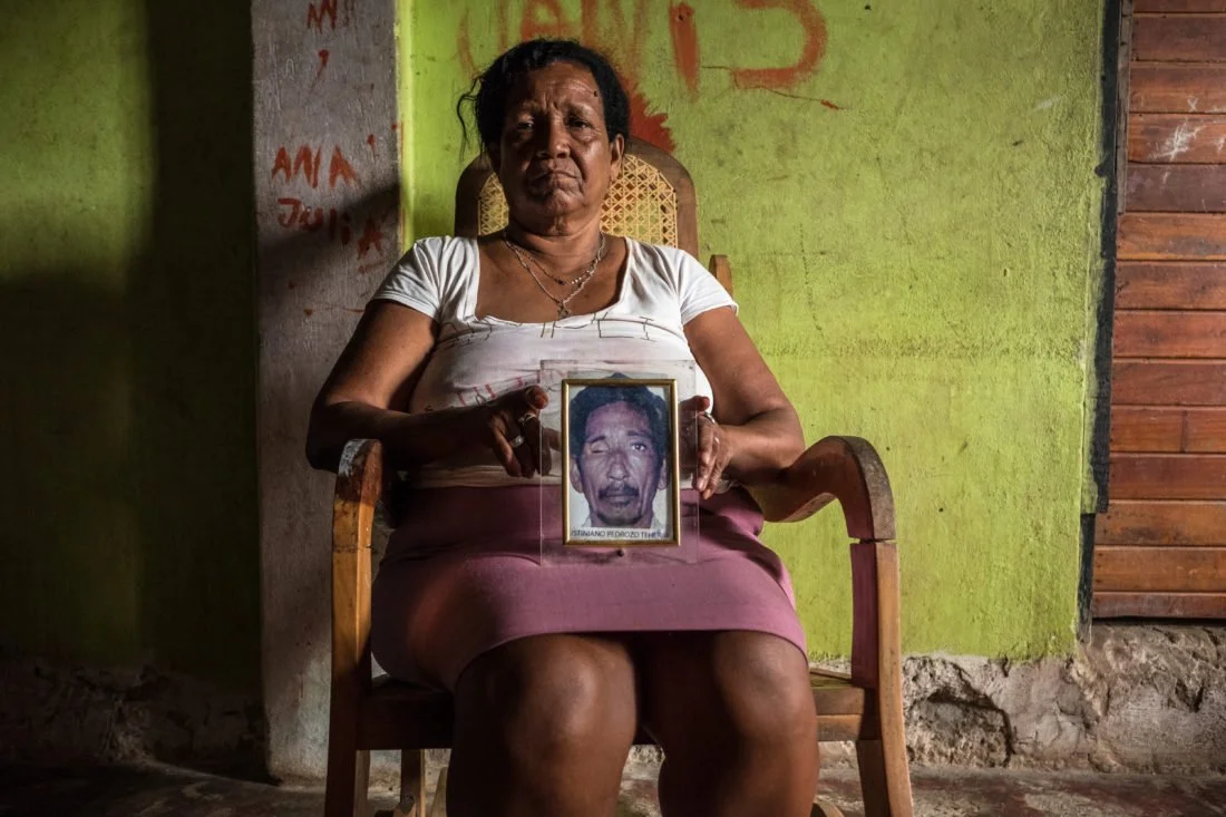  On August 5, 2017 in Cartagena, Colombia, Ana Julia Romero Pedroso, 84, holds a picture of her husband Justiniano Pedroso, killed in the 2000 El Salado Massacre. A group of 450 paramilitaries raided the town, killing 100 people accused of aiding FAR