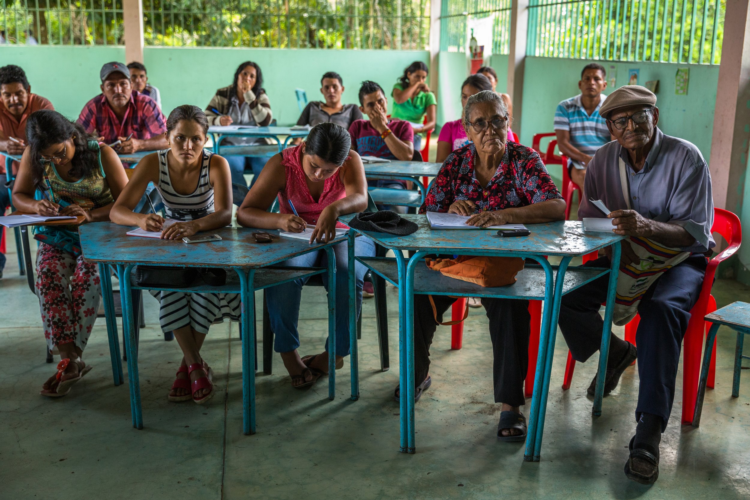  June 24, 2017 in La Florida, Putumayo, Colombia. Cocoa growers of the village of La Florida attend a seminar of Cocoa best practices at the local school in La Florida. Most of the farmers in the region have substituted illegal crops for cocoa. The p