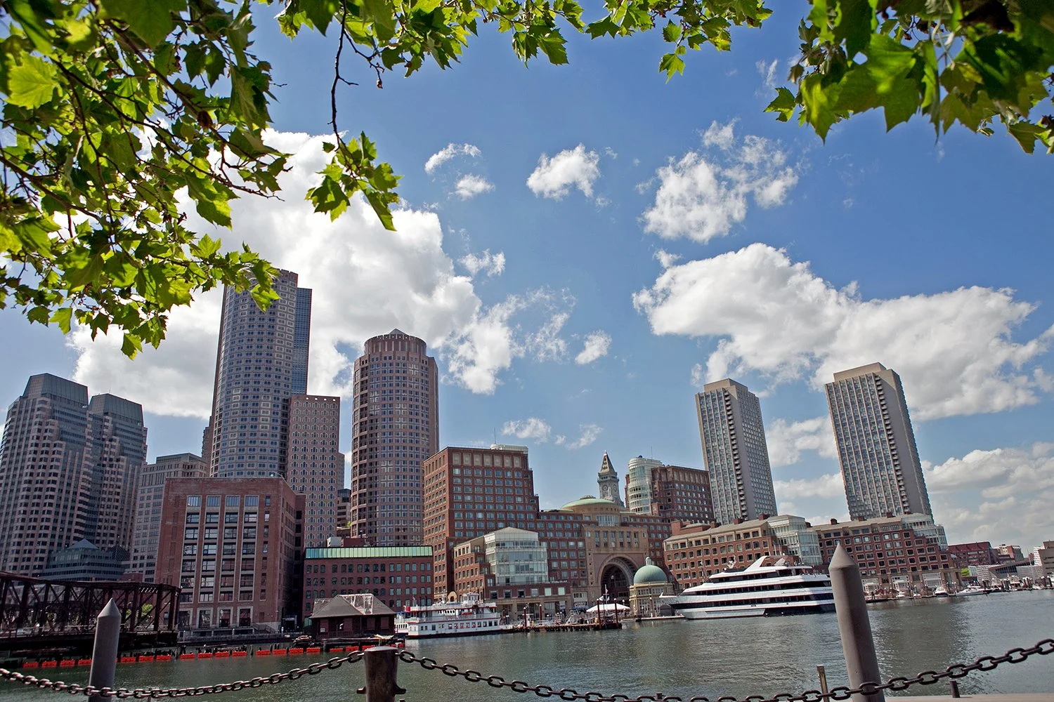 The Boston skyline is seen from across the Fort Point Channel on June 6, 2016. 