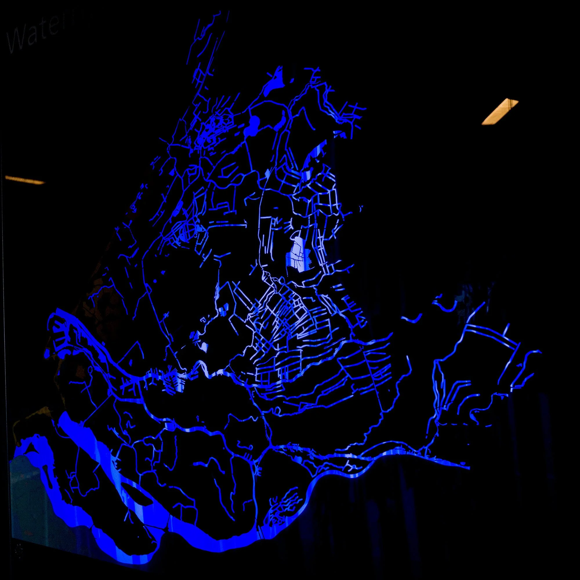The river system layout is shown at the office at Maeslantkering, the world’s largest storm surge barrier. 