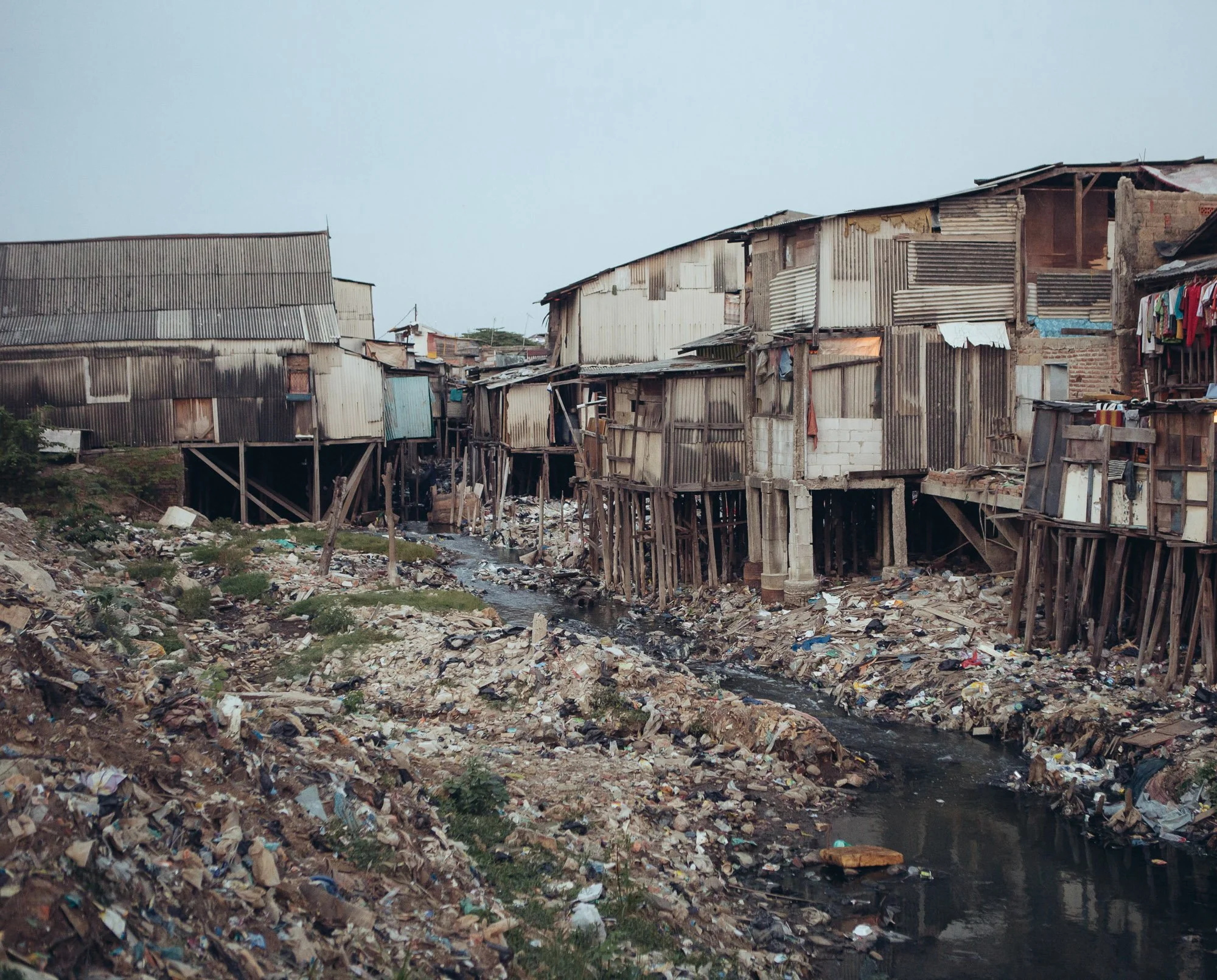 Informal housings at of the remaining slums in Pluit, North Jakarta, are already below sea level. 