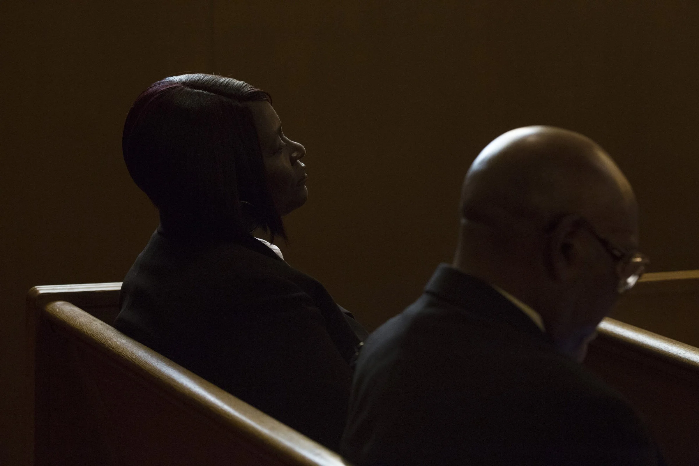  Two ushers rest in the back pew during the service at the Third Baptist Church in the Fillmore district of San Francisco, California, on Sunday, November 5, 2017. (Photo by Brittany Greeson) 