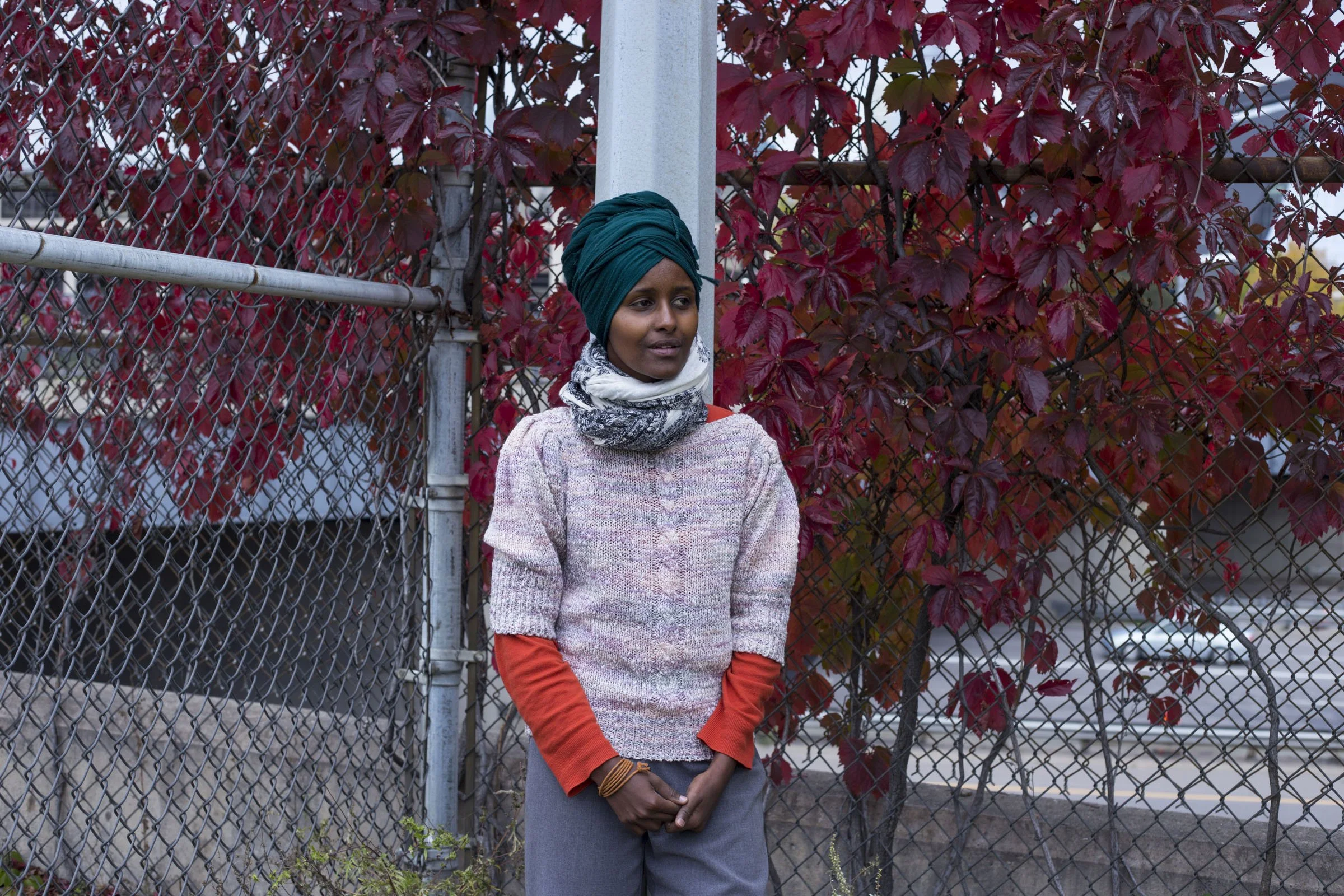  Multimedia and performance artist Ifrah Mansour, 30, outside of the Brian Coyle Center in the Cedar-Riverside neighborhood of Minneapolis, Minn., on Monday, October 9, 2017. (Photo by Brittany Greeson) 