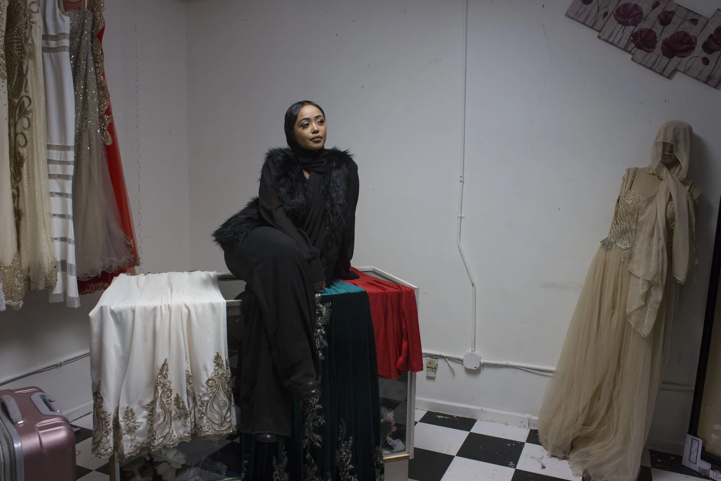  Sumaya Keynan, 24, in her small shop within her grandparents’ mall in Cedar-Riverside, Minneapolis, Minn., on Wednesday, October 11, 2017. Keynan hopes her fashion and beauty brand appeals to young Muslim women who want to be both modest and fashion