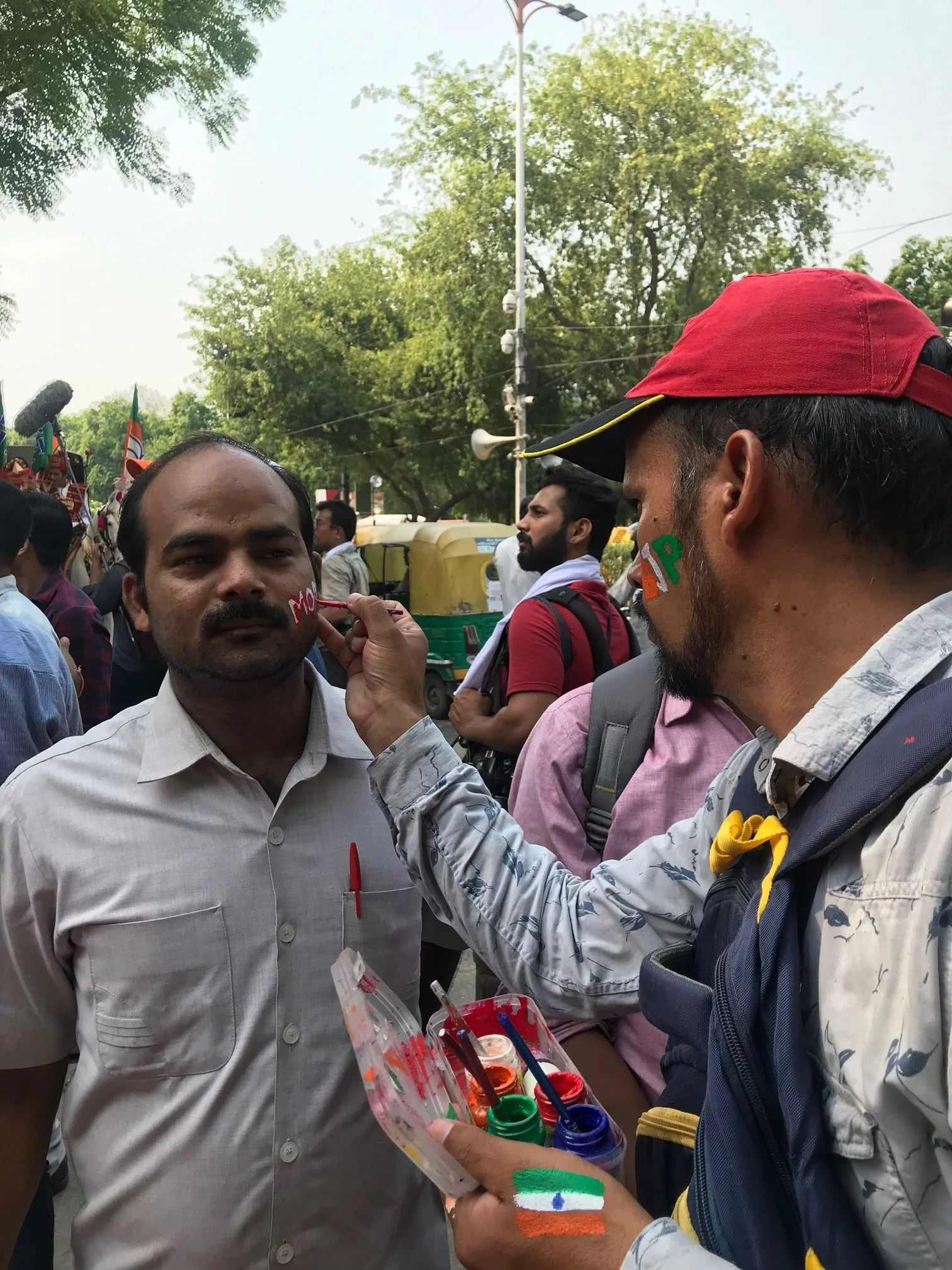  Celebrations of victory began at the BJP headquarters even before the final tally was announced. — (Photo by Manon Verchot/GroundTruth) 