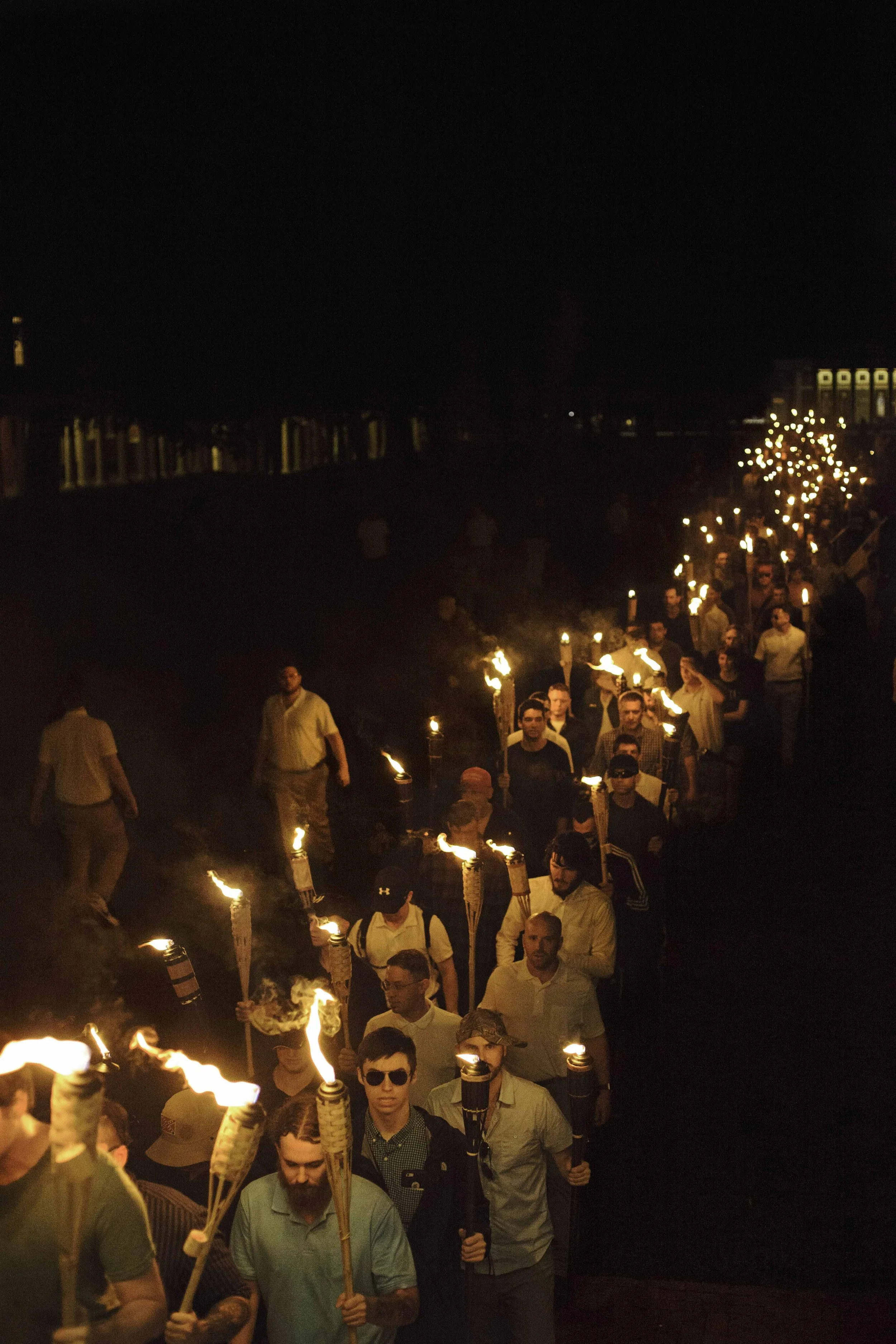  The white supremacists numbered in the hundreds. According to the Southern Poverty Law Center, the Unite the Right rally was the largest gathering of white supremacists in the U.S. in the last 15 years. &nbsp;August 11 &nbsp;, 2017 Charlottesville, 