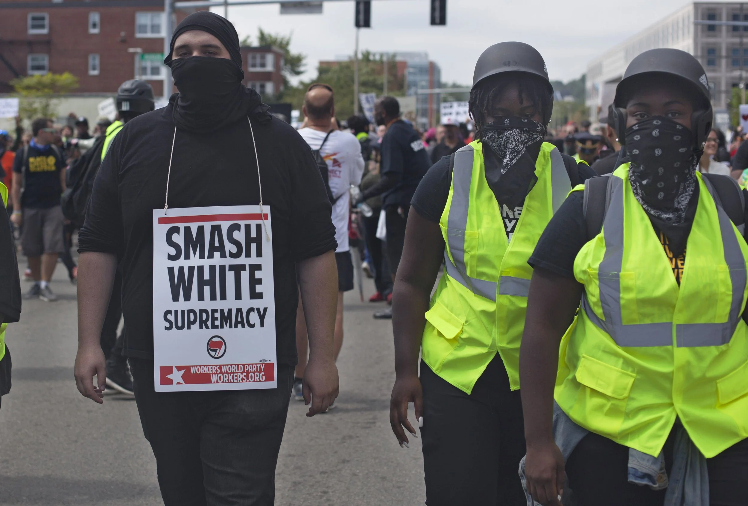  Counter protesters marching against the Free Speech rally that was held at the Boston Common on Saturday. The early guest list, which included well known alt-right speakers, mobilized counter protesters who saw it as a white nationalist rally. Rally
