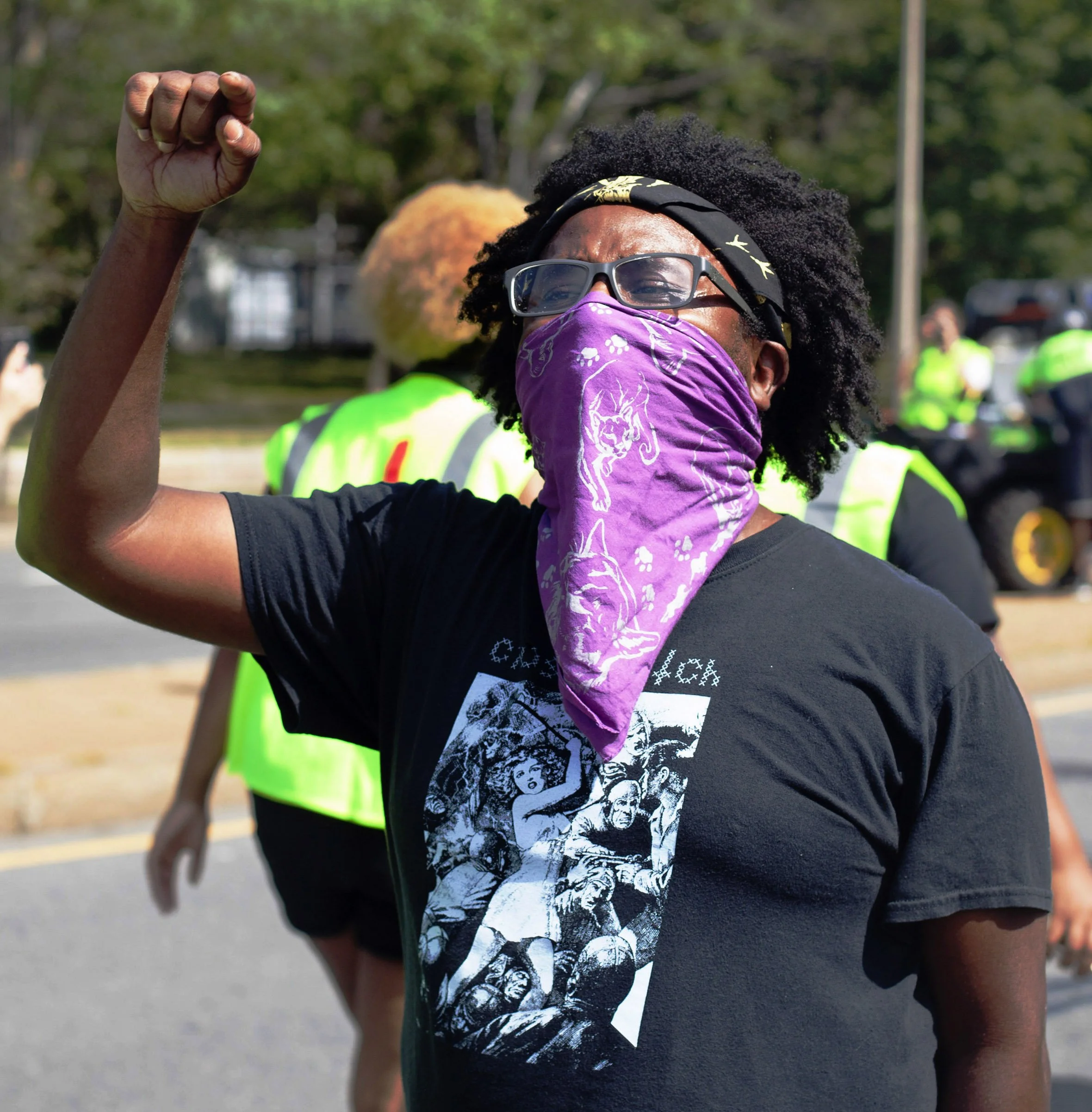  Counter protesters marching towards the Boston Common. The counter protesters convened in Roxbury and marched down Tremont Street to the Common. (Shay Horse/GroundTruth) 
