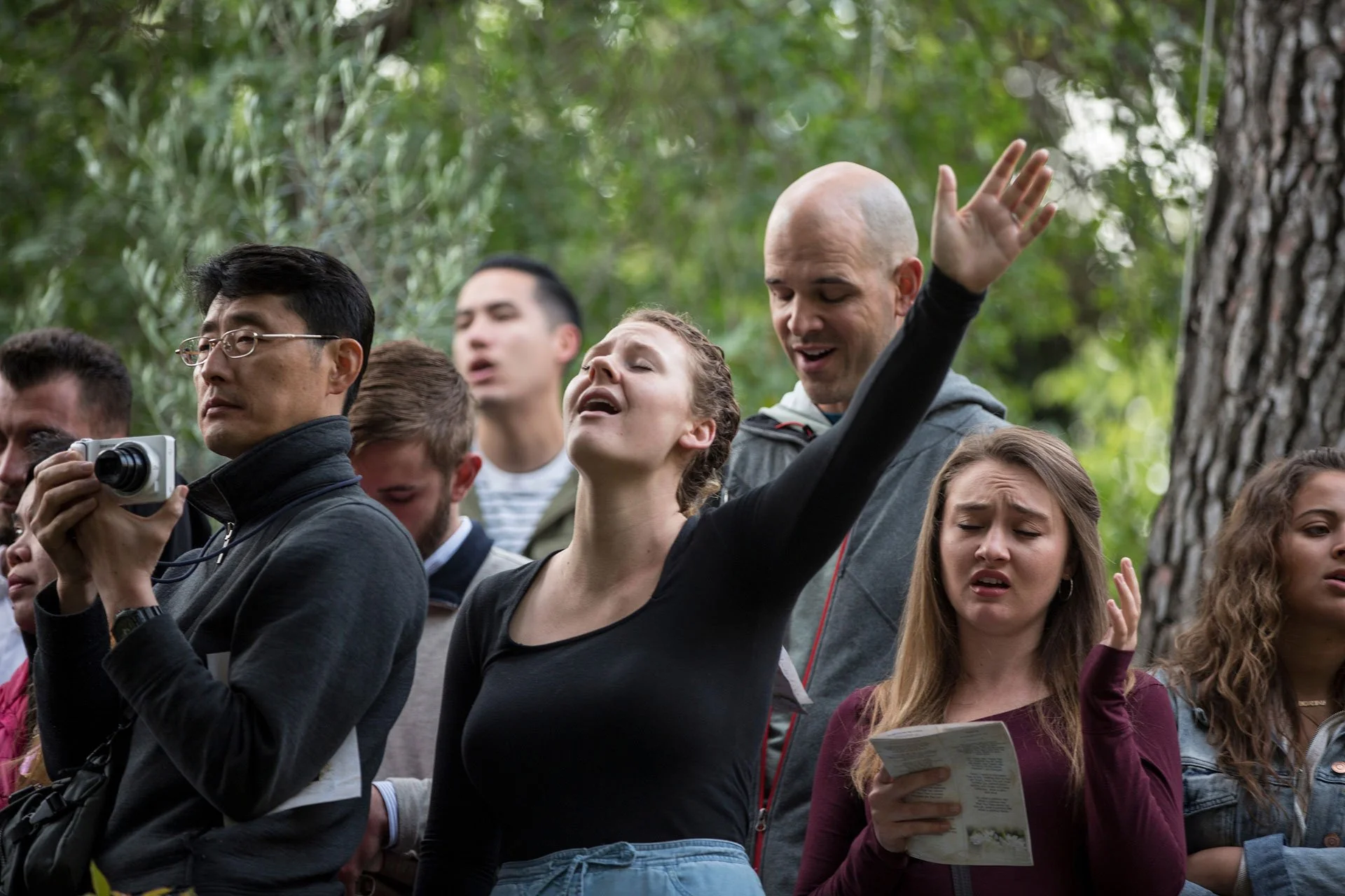 Christian worshippers at the Garden Tomb. (Photo by Heidi Levine for The GroundTruth Project).