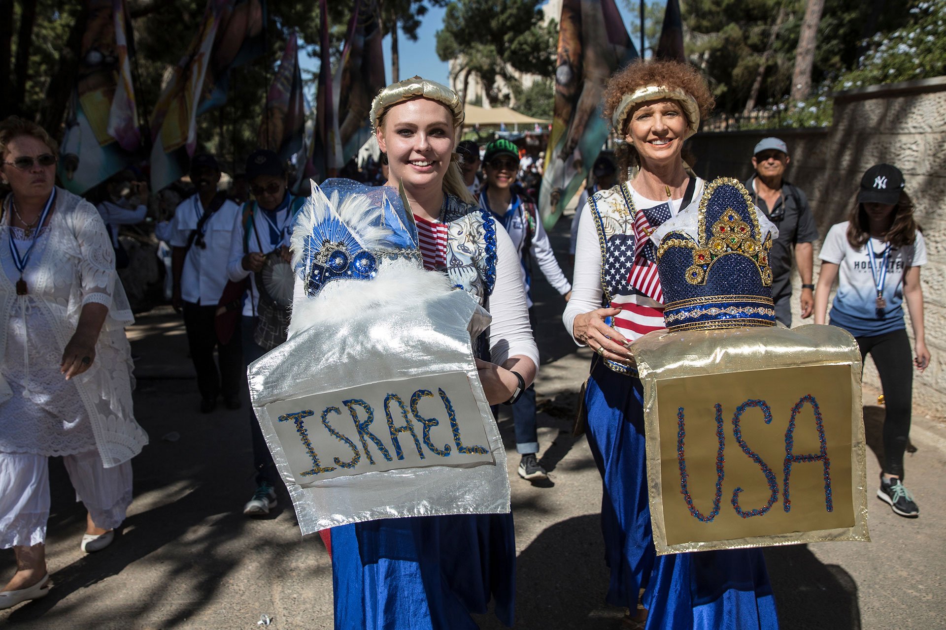 Christian pilgrims from the USA participate during a parade in Jerusalem on September 27,2018. Thousands of Christians from around the world came to Jerusalem for the week long Feast of Tabernacles, also known as Sukkot. (Photo by Heidi Levine for Th