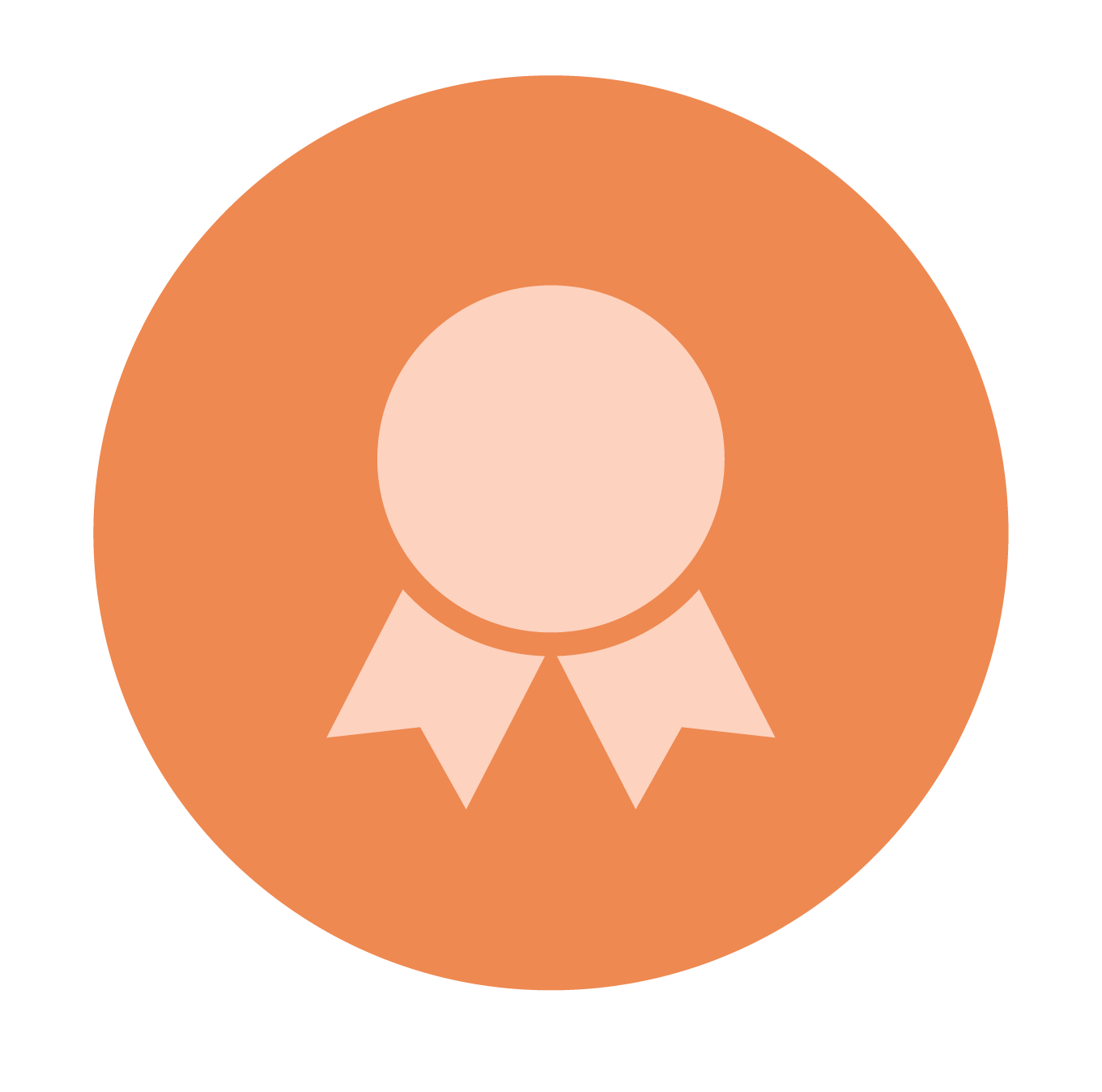 Award ribbon icon with orange background
