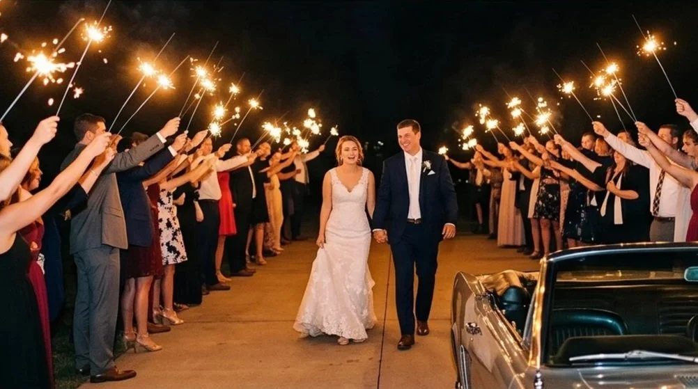 Wedding farewell with wedding sparklers