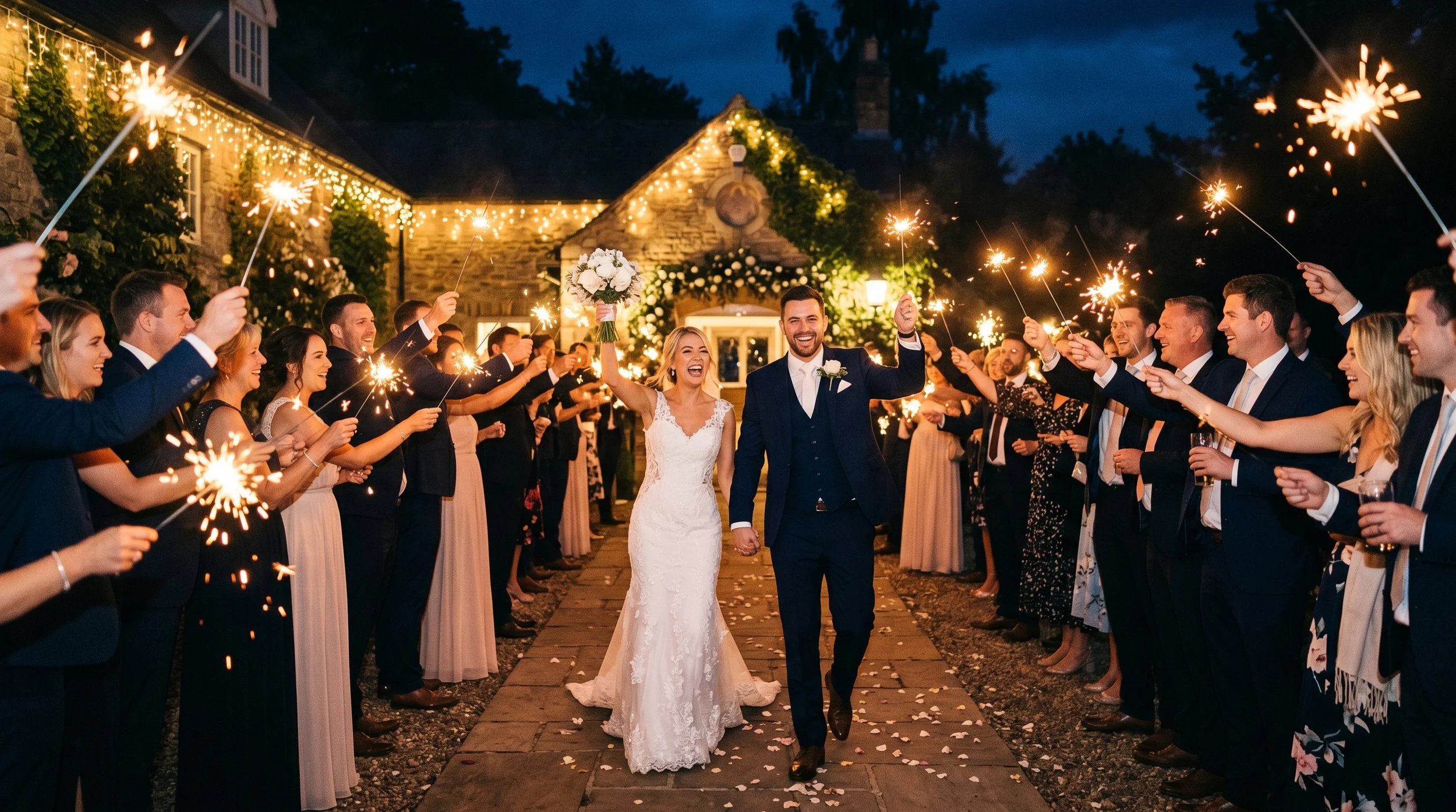 wedding send off with wedding sparklers