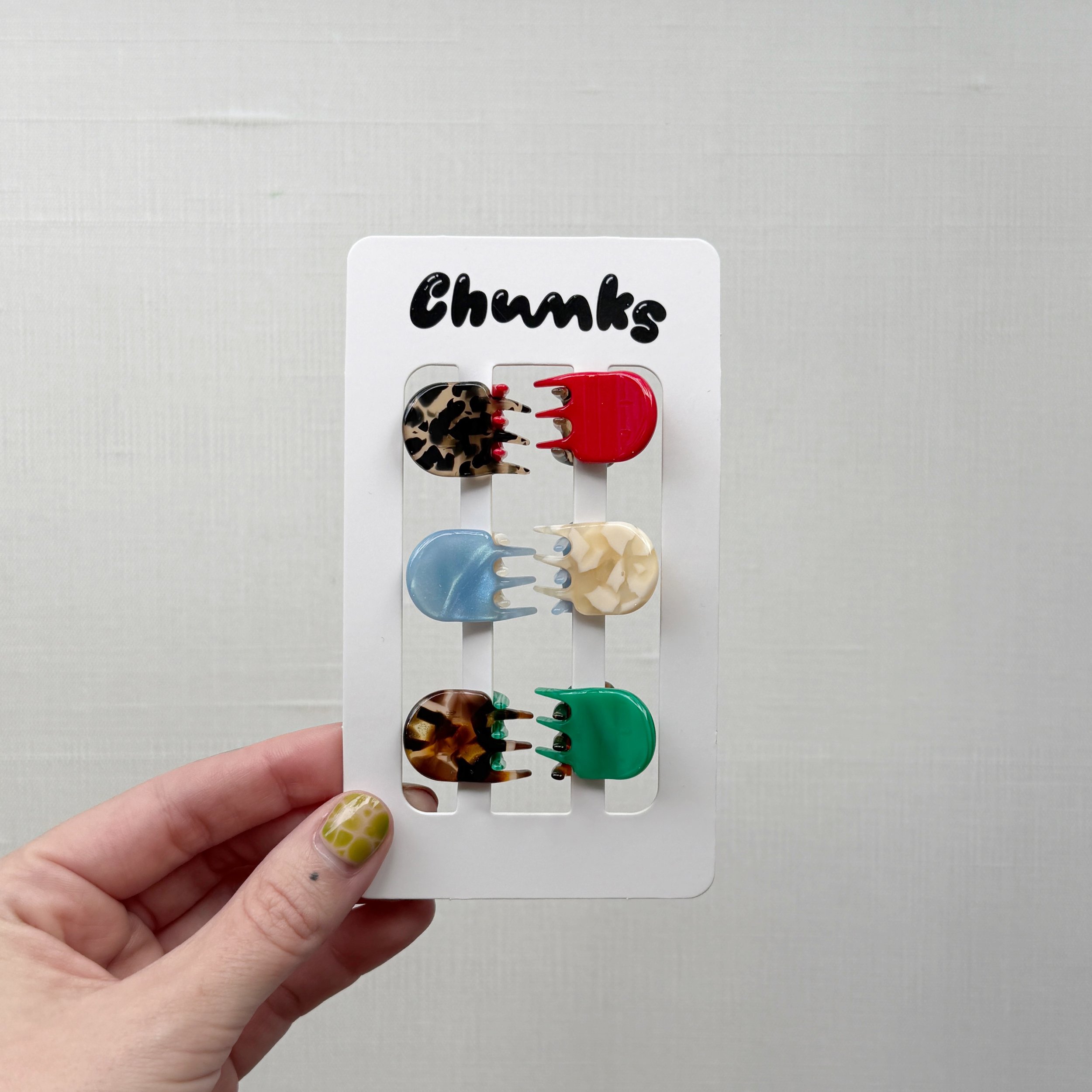 Six Pack Patterned Colorful Micro Hair Claw Clips