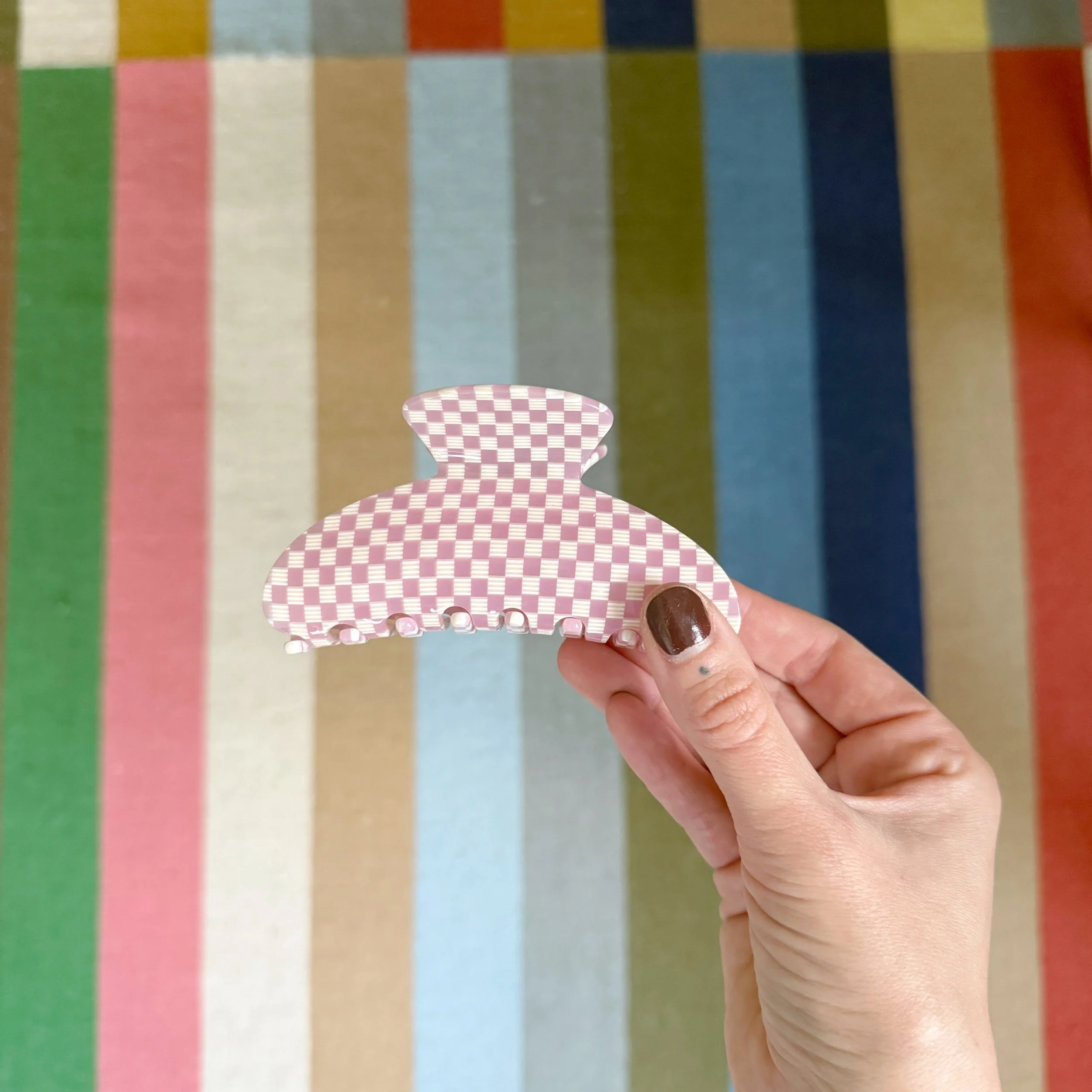 Pink Checkered Dolly Clip